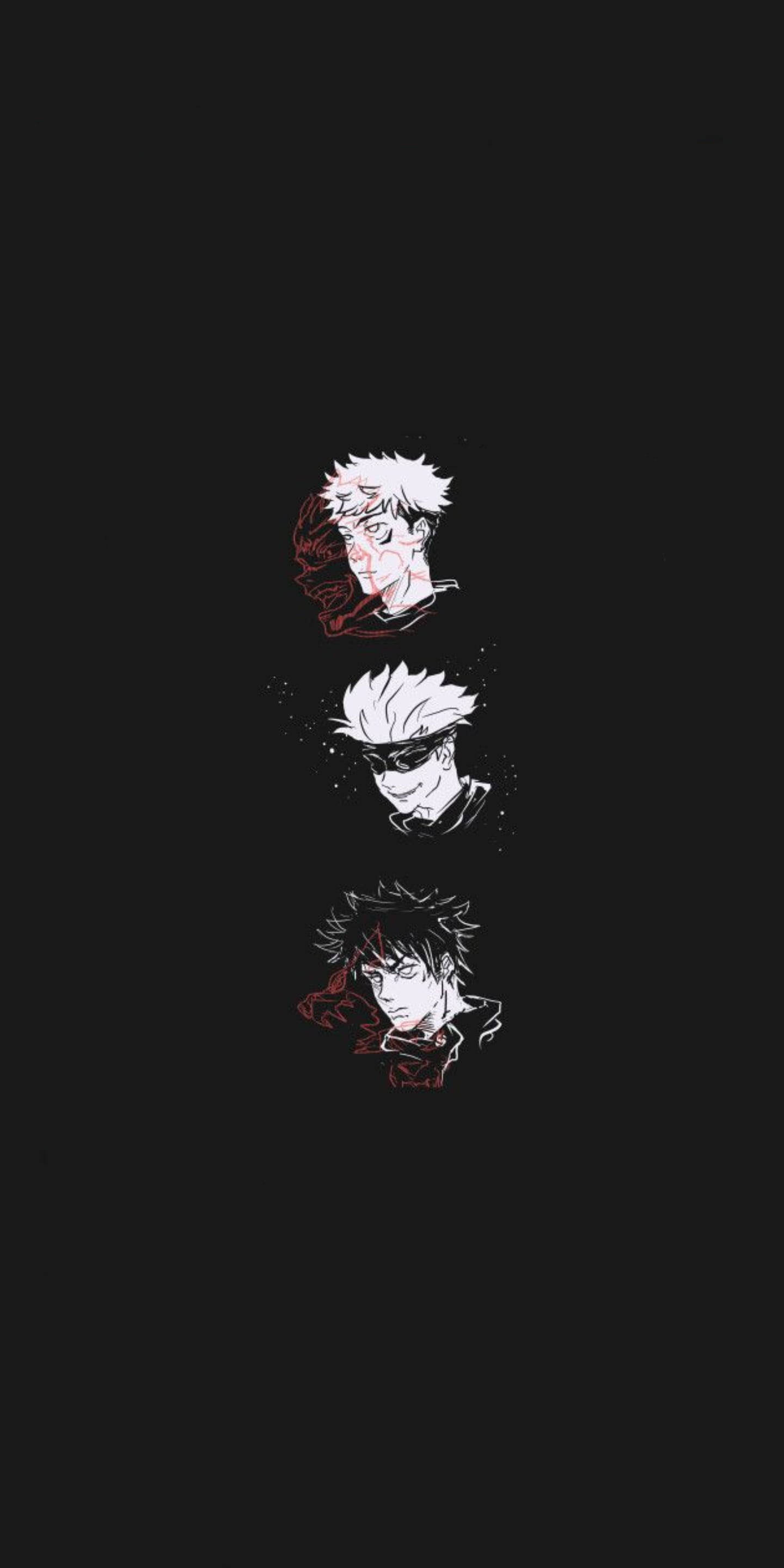 Тріо персонажей Jujutsu Kaisen для iPhone Шпалери