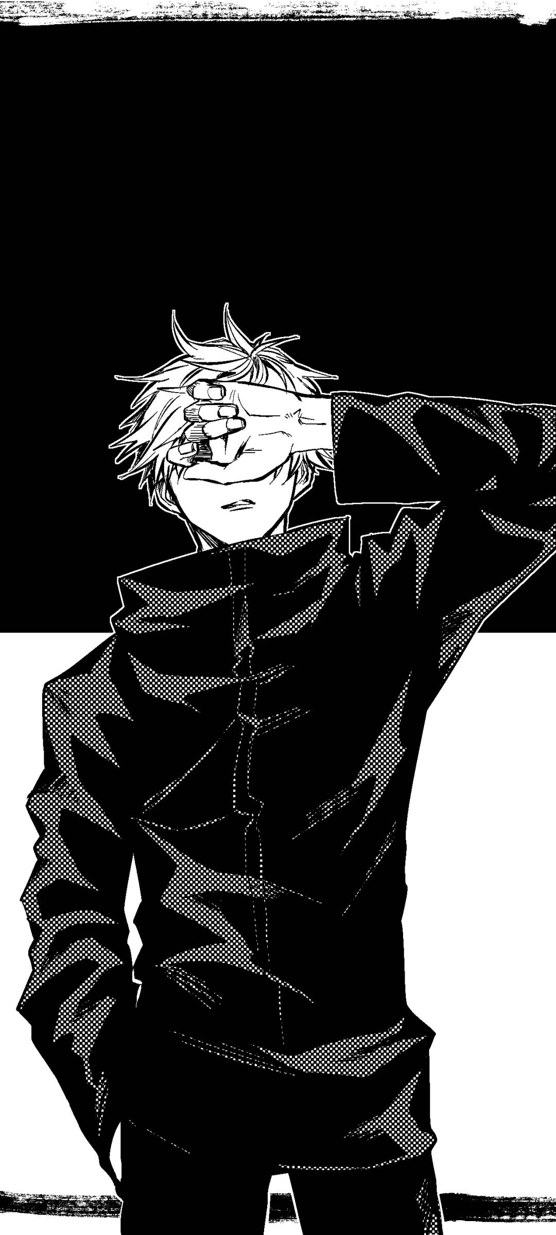 Сатору Годзьо монохромний арт Jujutsu Kaisen для телефону Шпалери