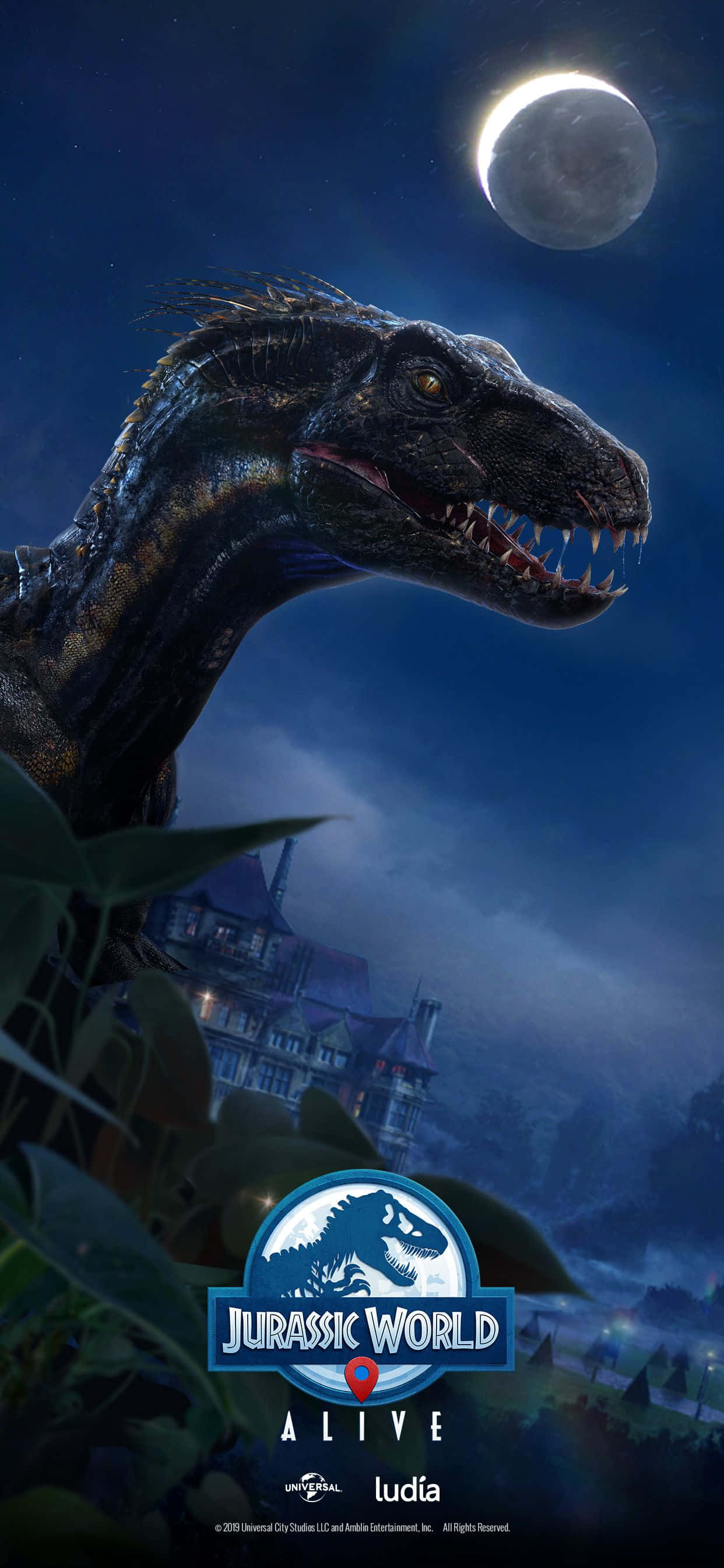 Синяя Jurassic World Ночь Шпалери