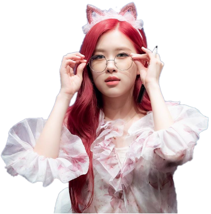 Руда K-pop зірка з котячими вушками та окулярами Шпалери