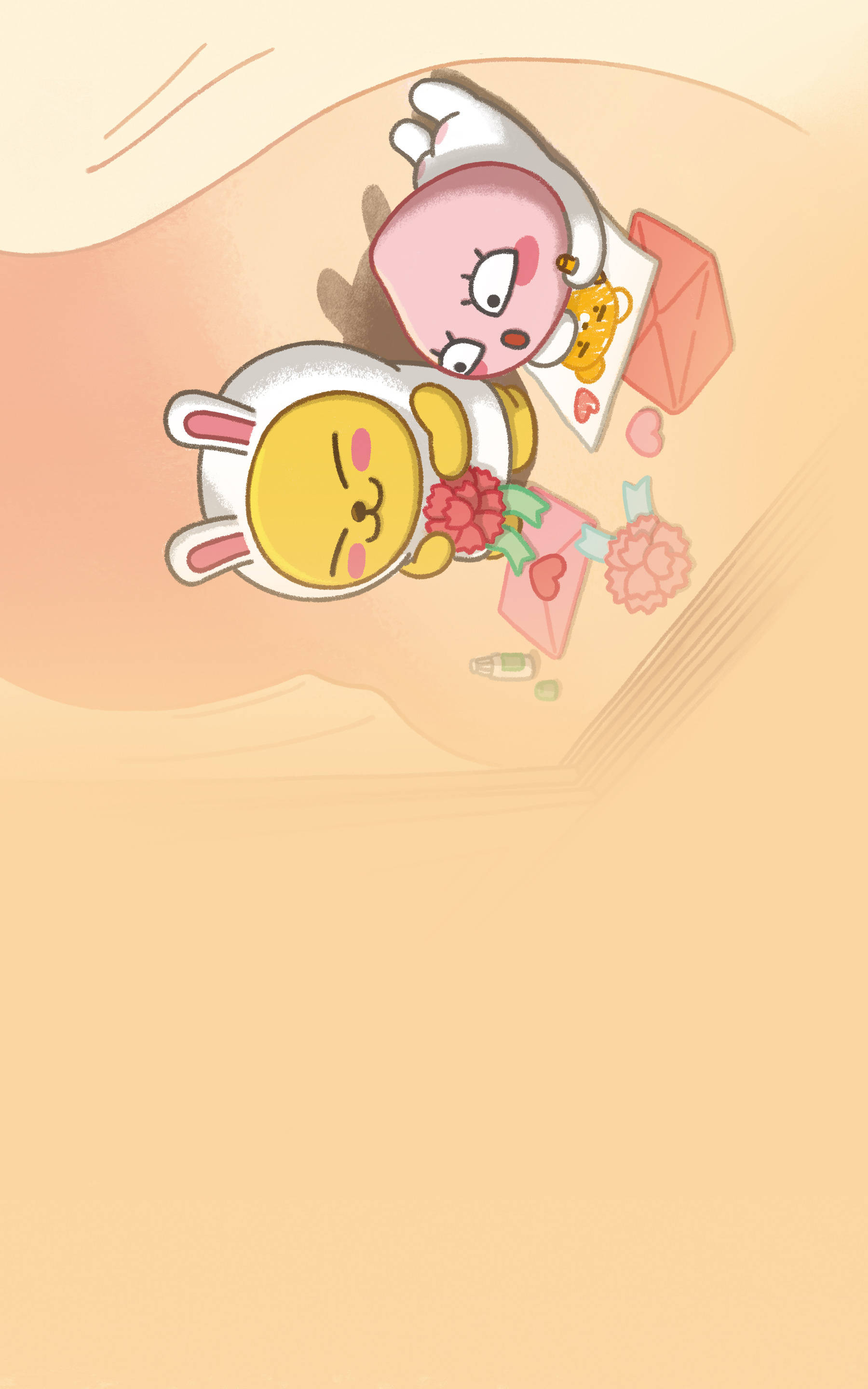 Музи и Апич из Kakao Friends наслаждаются солнечным днем Шпалери