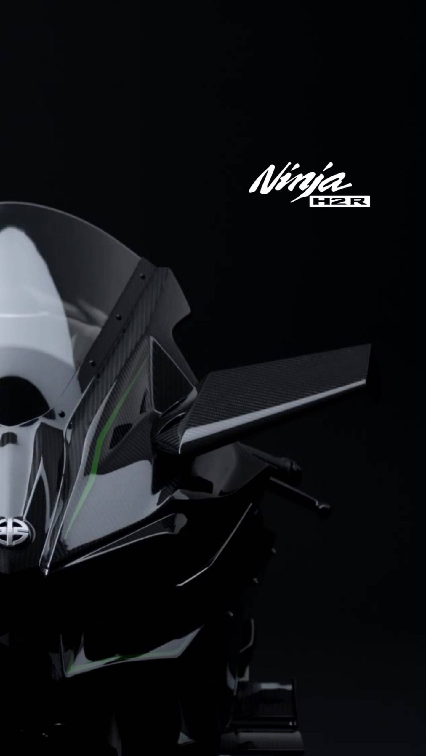 Половина Kawasaki Ninja H2r на чорному Шпалери