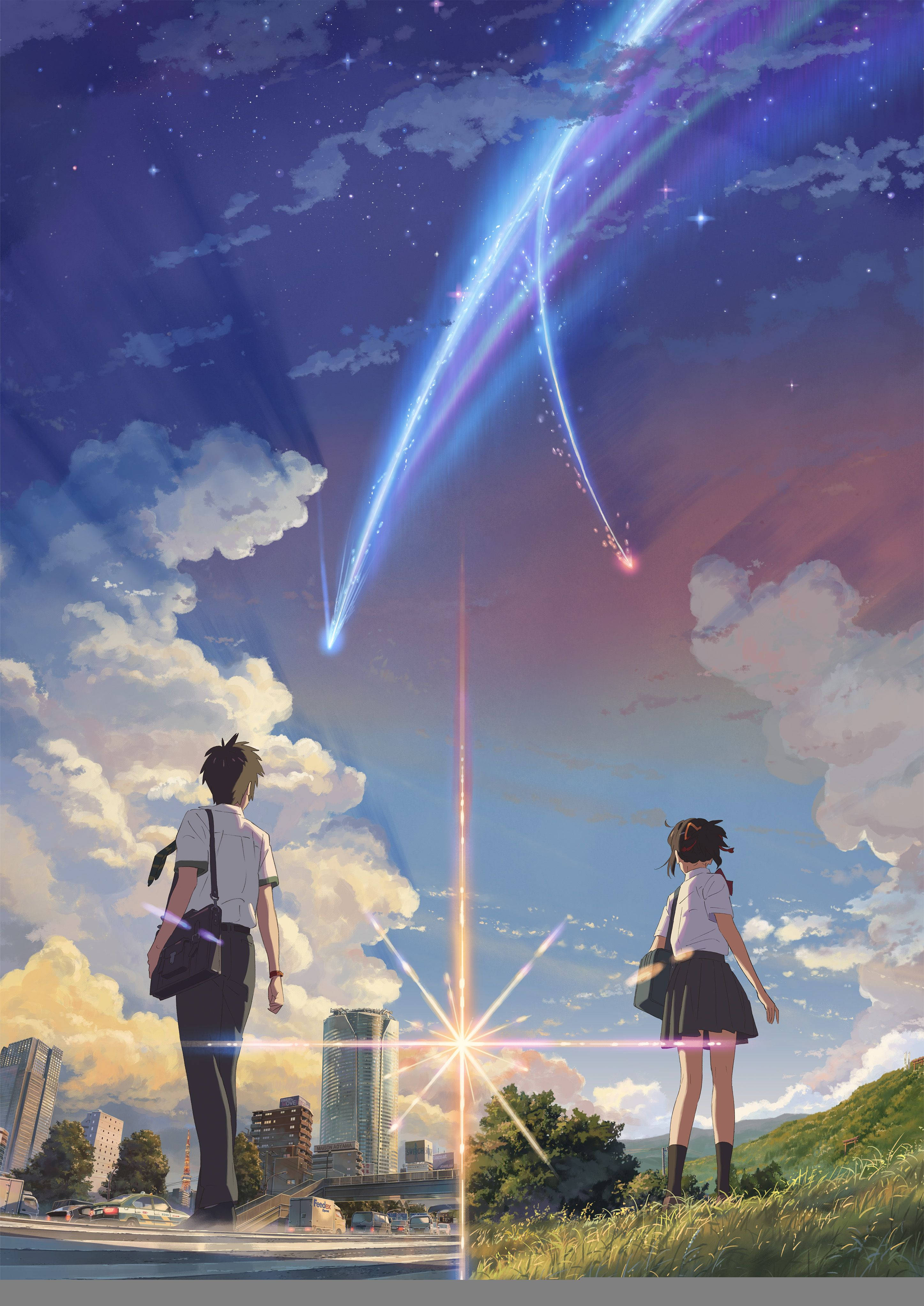 Пара из Kimi No Na Wa с кометой Шпалери