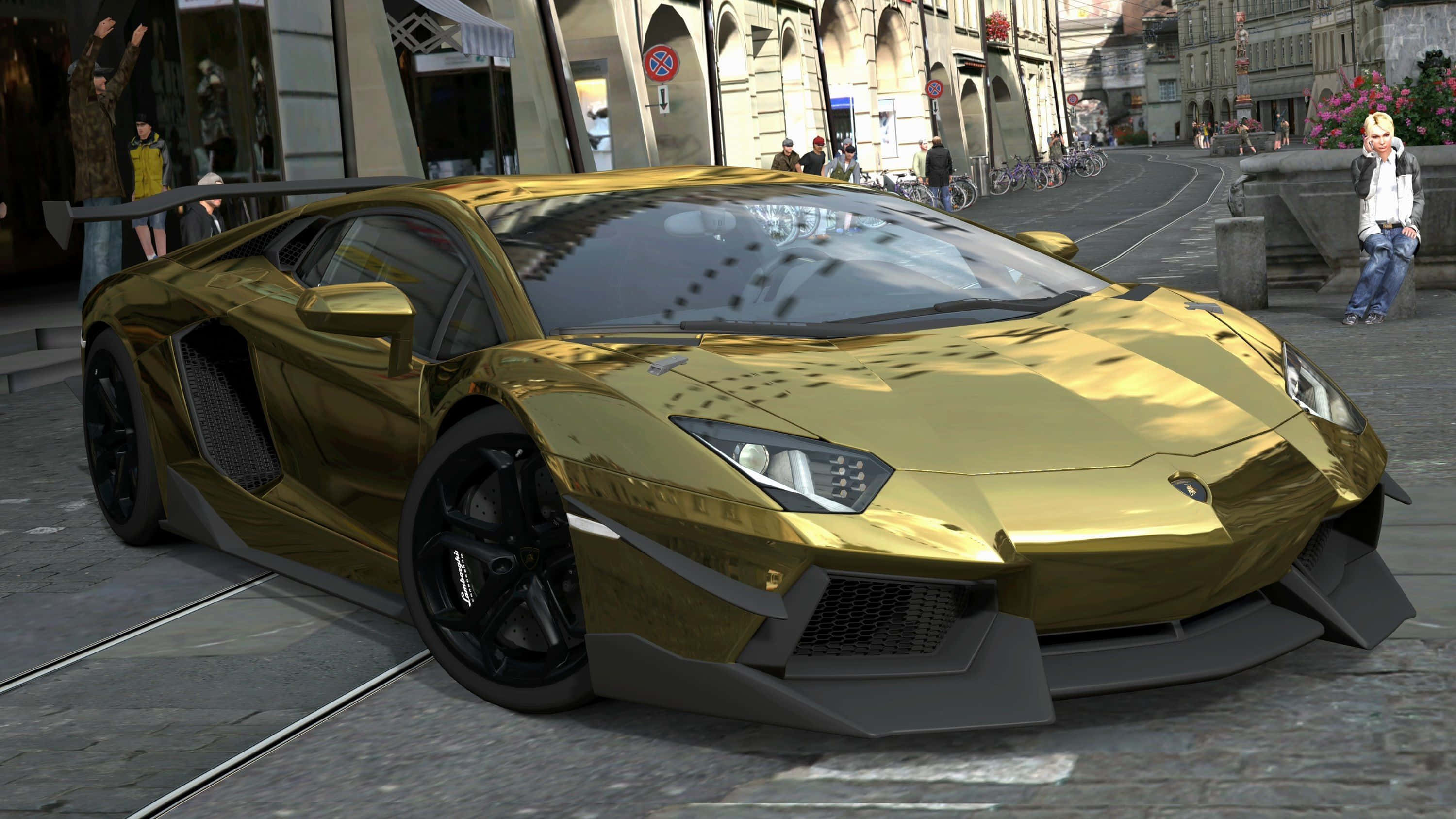 Розкішний золотий Lamborghini Шпалери