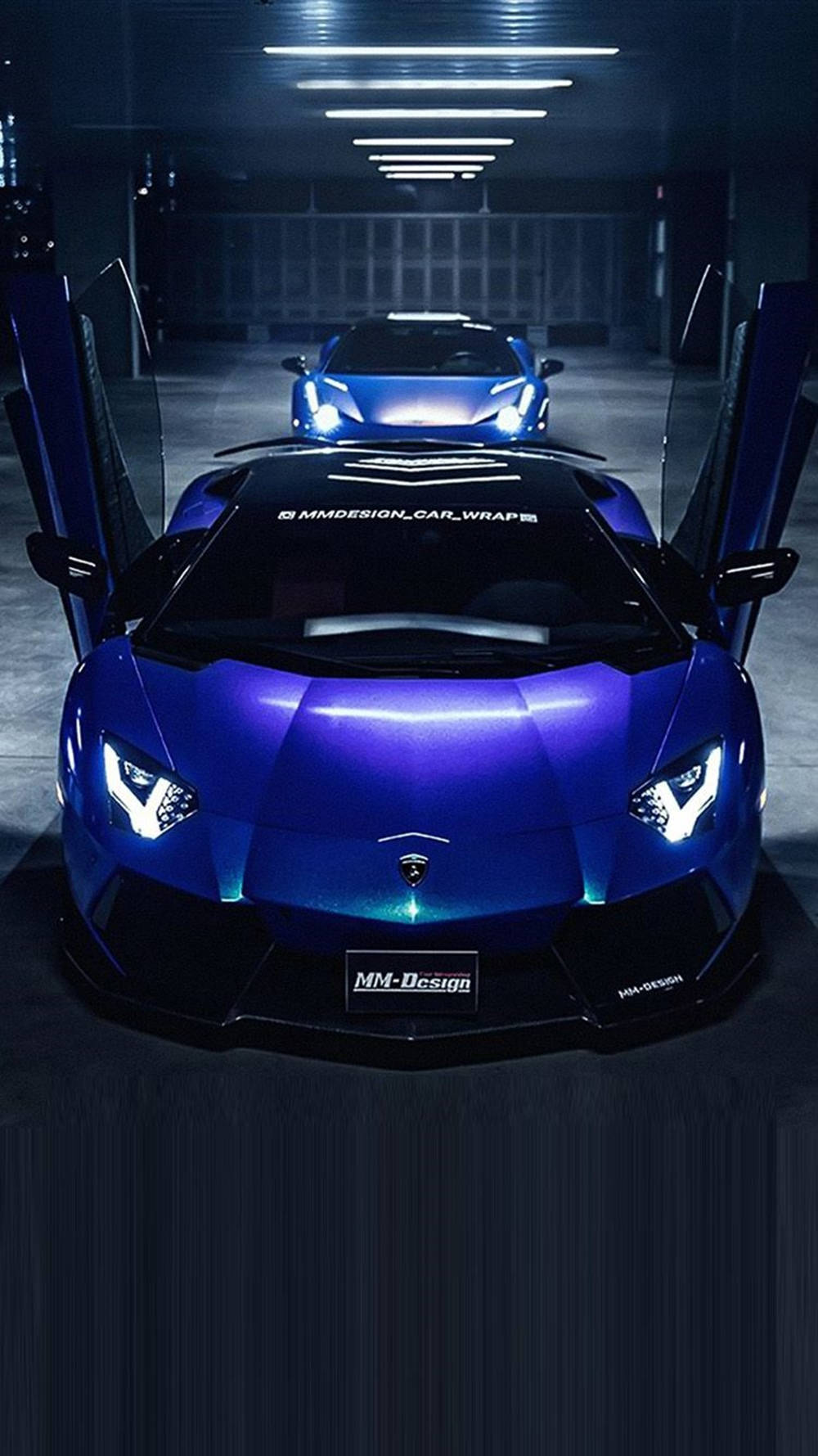 Естетика синіх Lamborghini для iPhone Шпалери