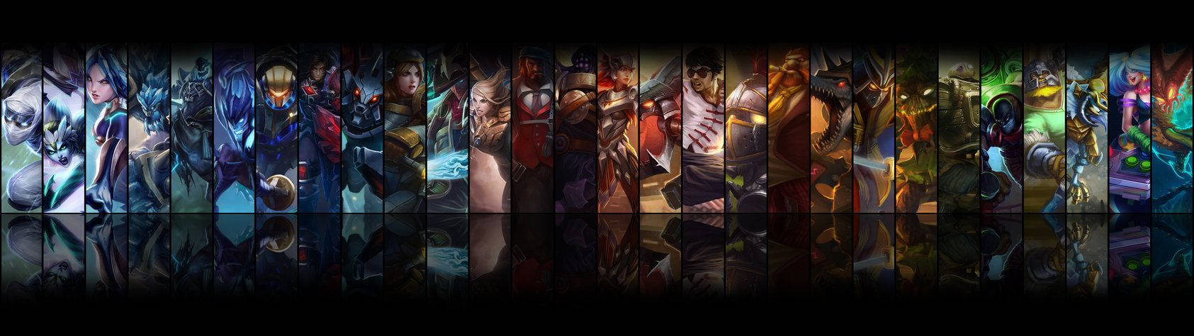 Чемпіони б'ються в епічних битвах на двох екранах у League of Legends Шпалери
