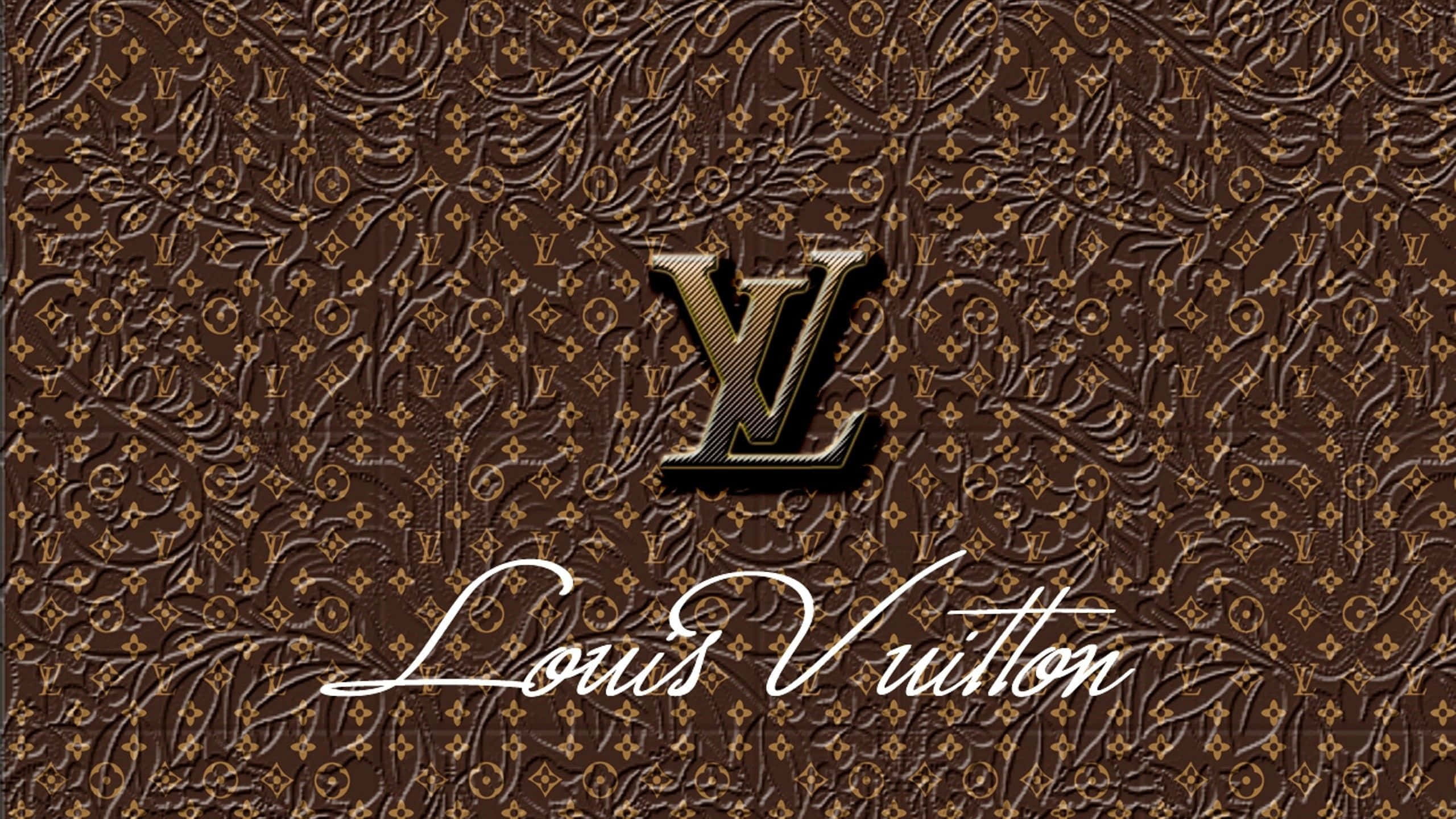 Логотип Louis Vuitton з коричневим листям Шпалери