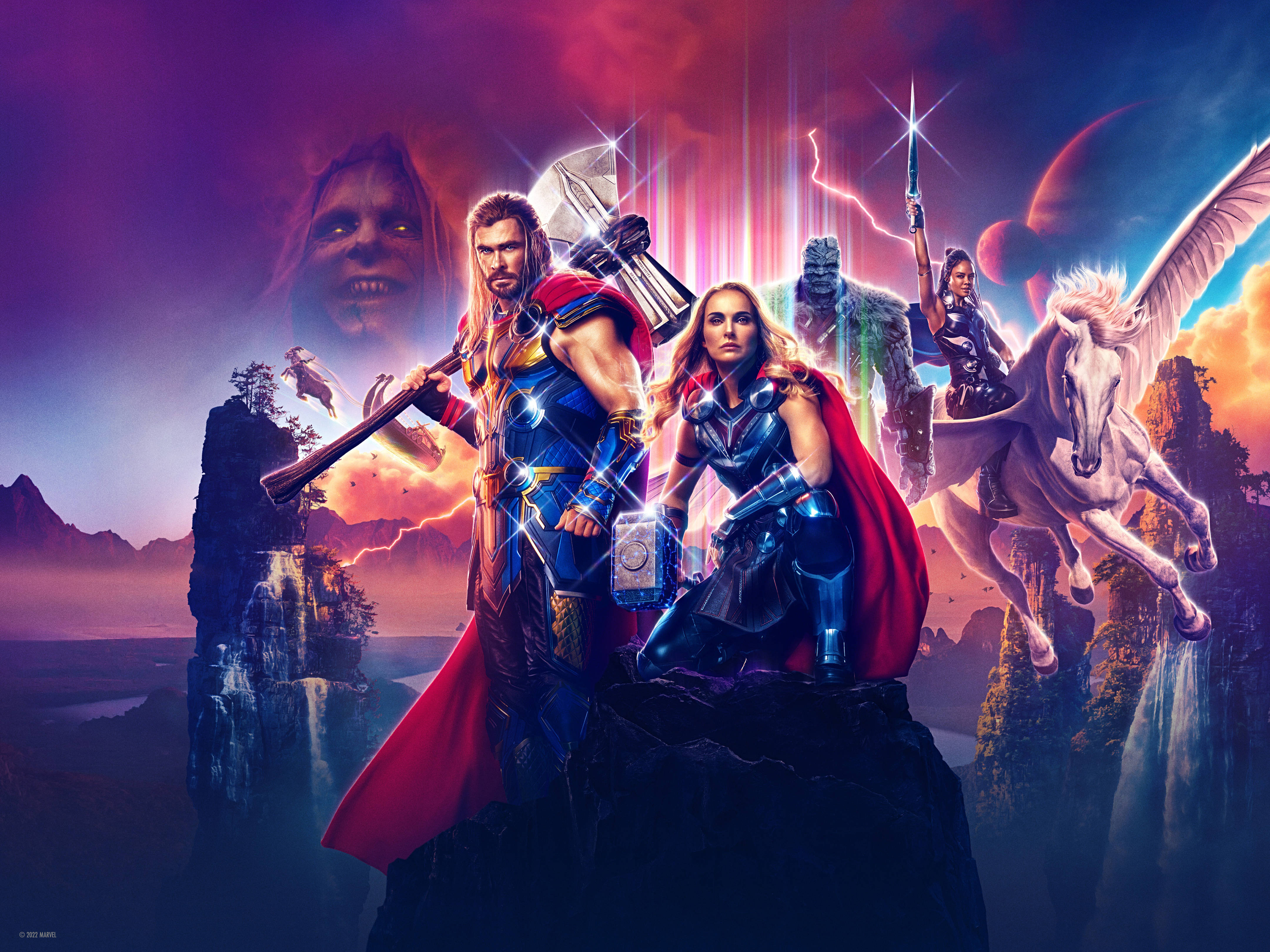 Драматичний ретро-шпалери Love and Thunder Marvel для ноутбука Шпалери