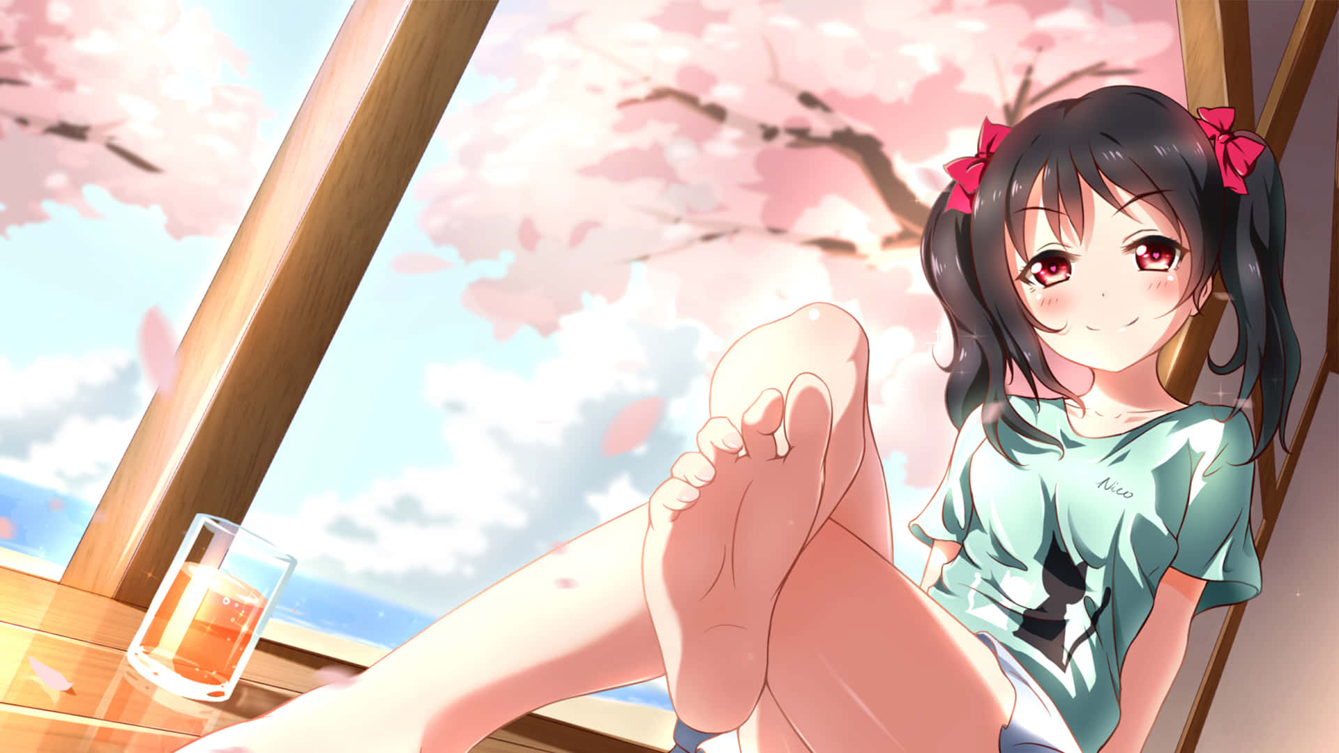 Love Live Ніко Язава Аніме Дівчина Ноги Шпалери