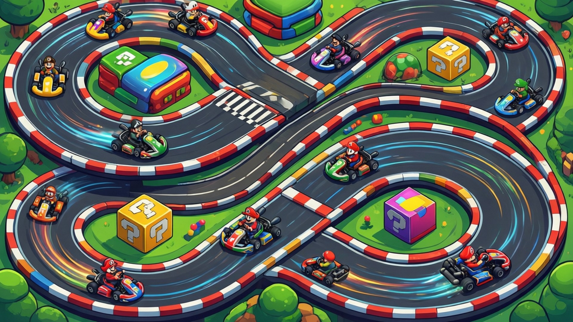 Гоночна траса Mario Kart Шпалери