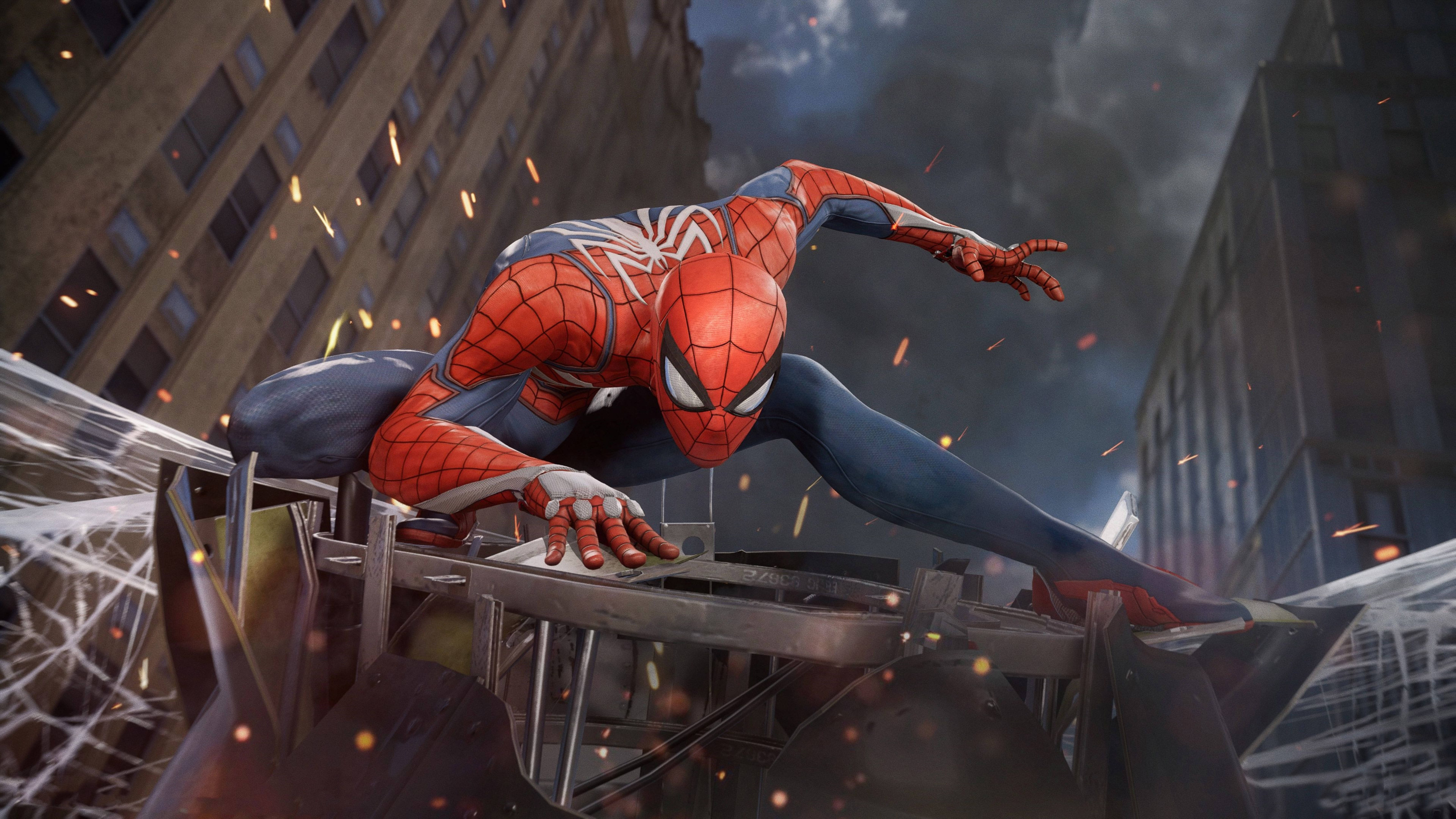 Marvel Людина-павук поза супергероя 4K PS4 Шпалери
