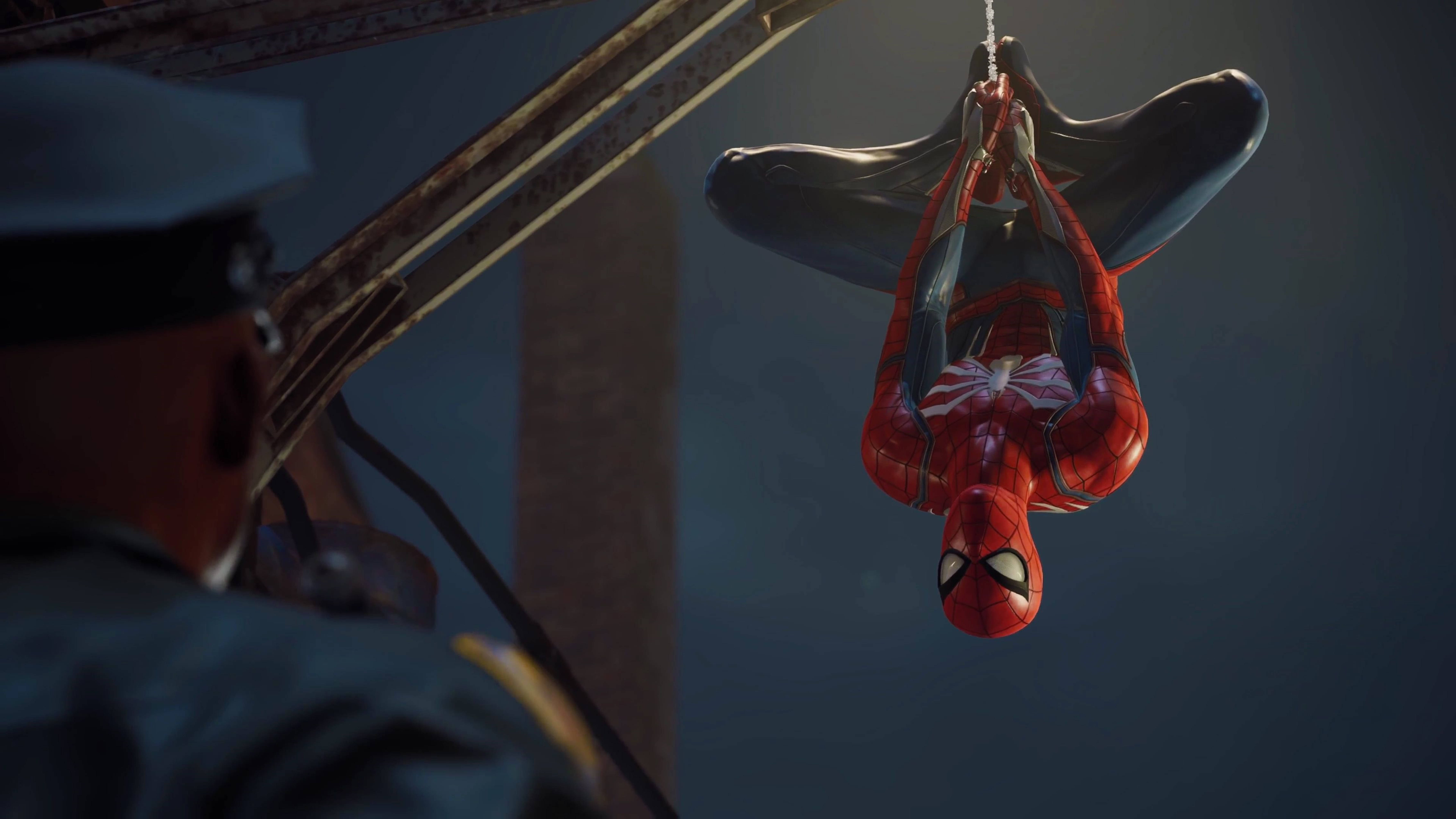 Marvel Людина-павук висить догори ногами 4K PS4 Шпалери