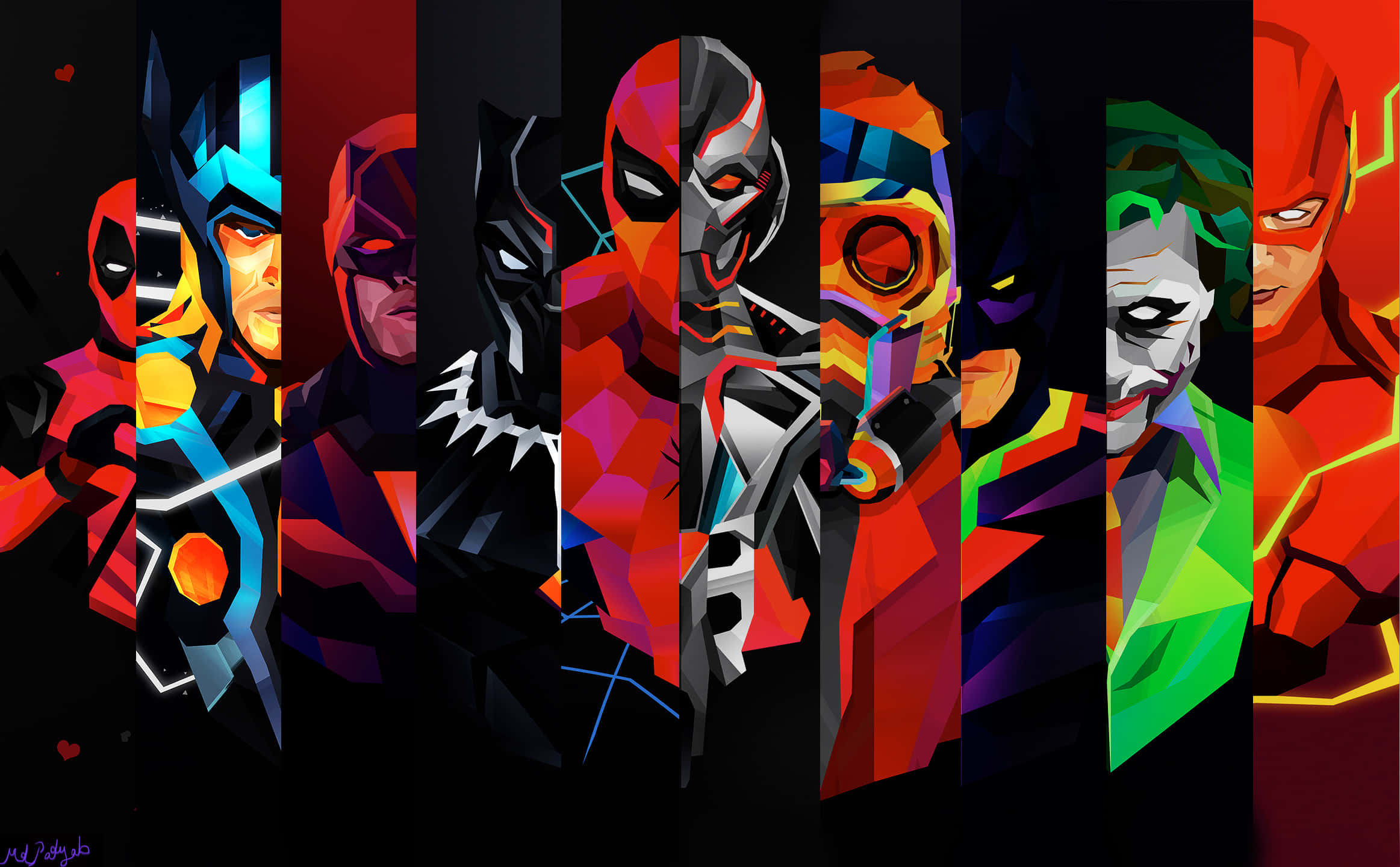 Фон із супергероями Marvel та DC Шпалери