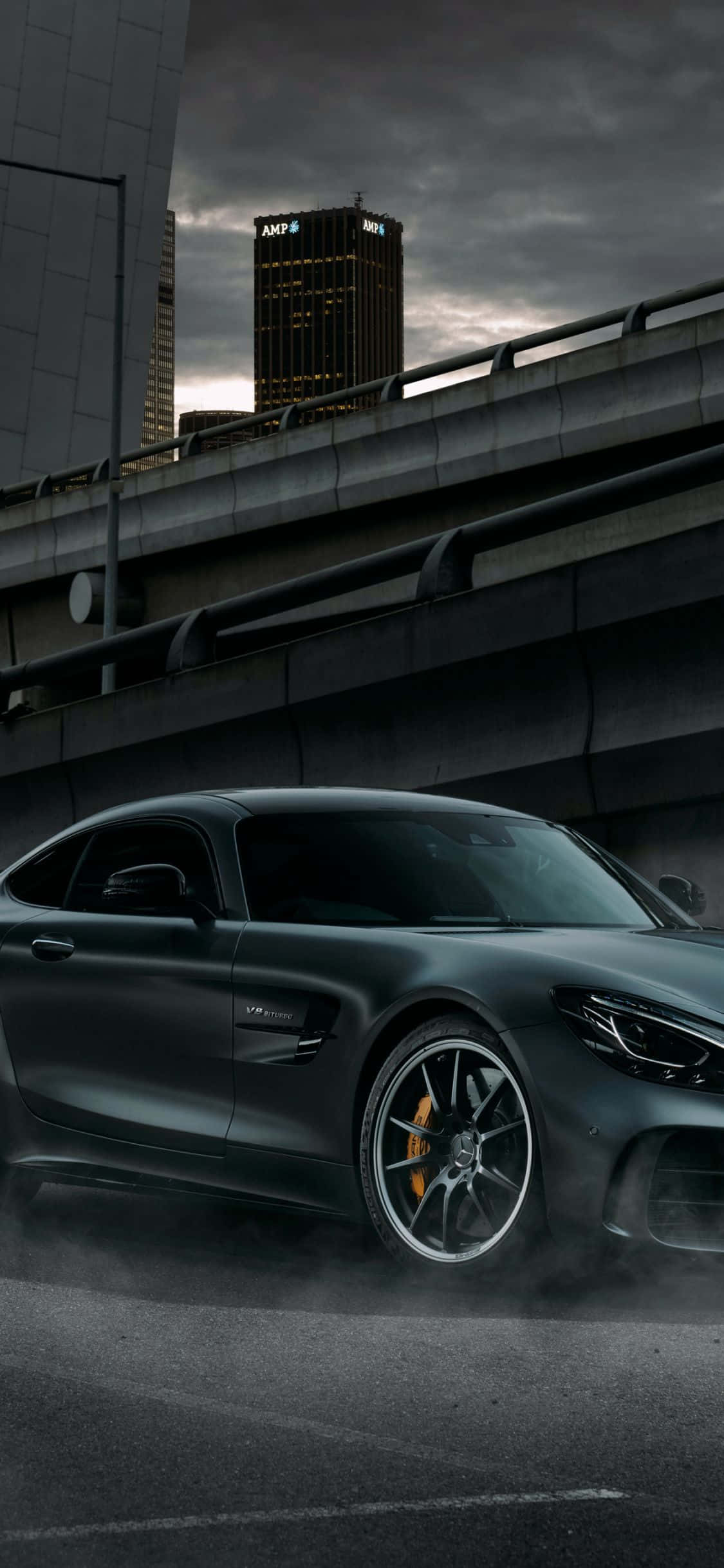 Mercedes Amg Фон Мост Небо Шпалери