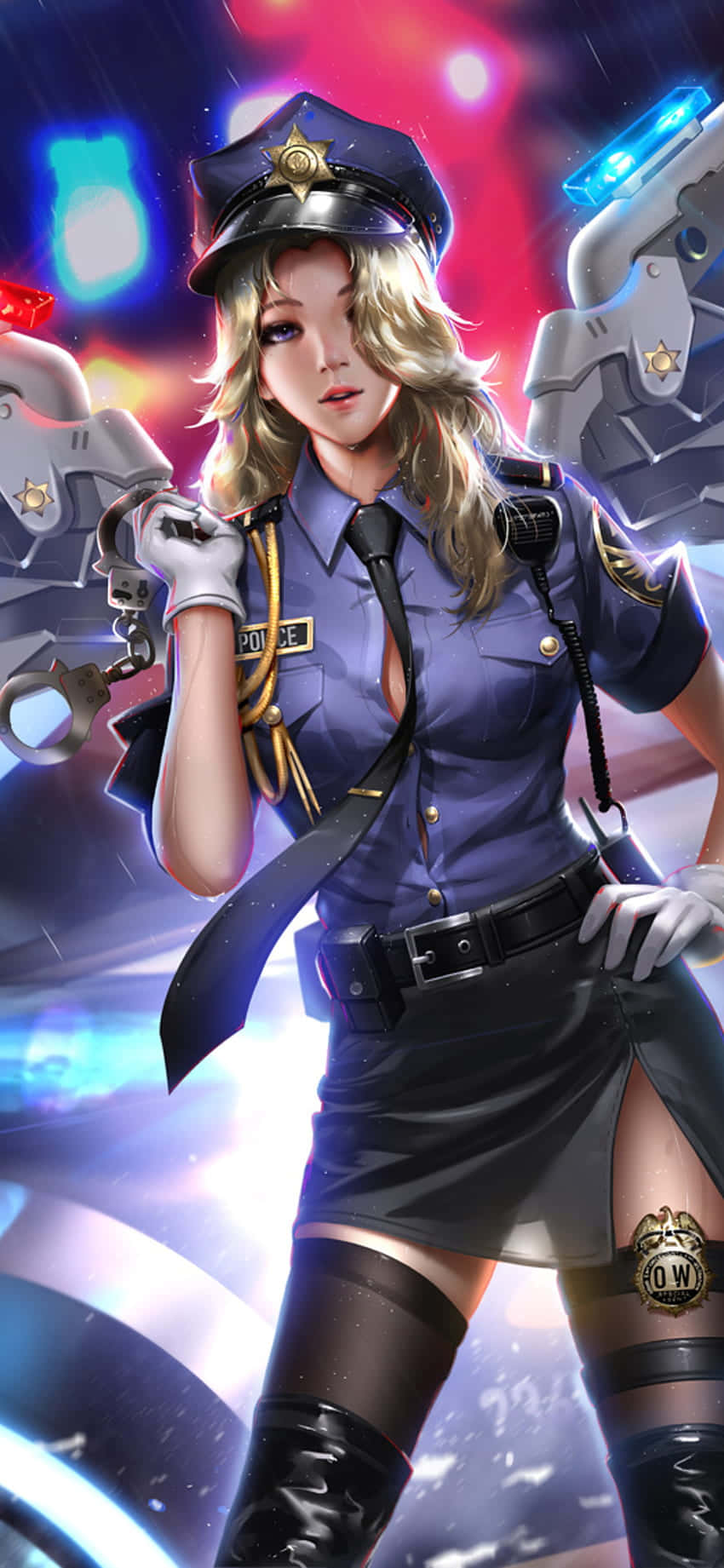 Mercy Police Uniform iPhone XS Overwatch фон Шпалери