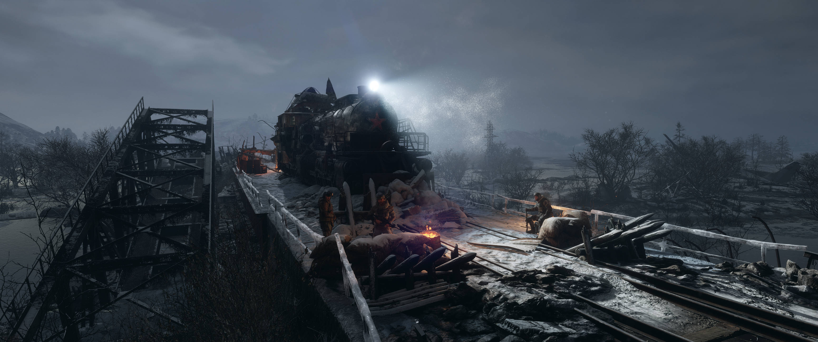 Metro Exodus Зрушений мост 3440x1440 Шпалери