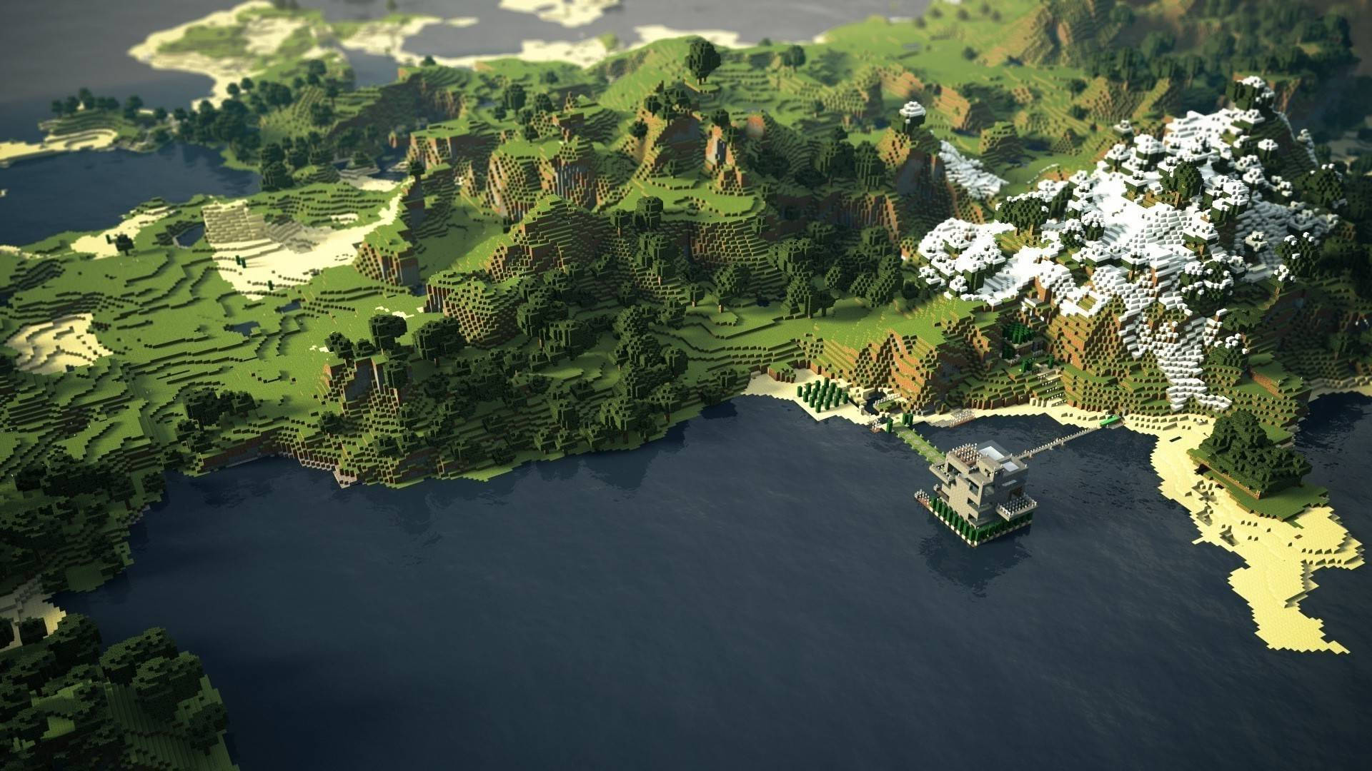 Вид на лісовий біом Minecraft Шпалери