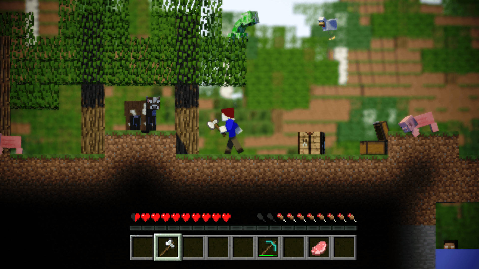 Шпалери Minecraft з персонажем у 3D графічному сетингу гри — Майнкрафт Шпалери