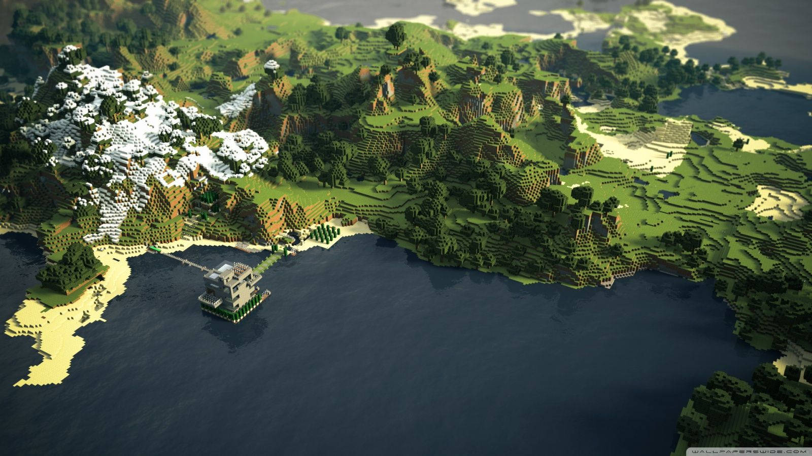 Океанічний лісовий ландшафт Minecraft Шпалери
