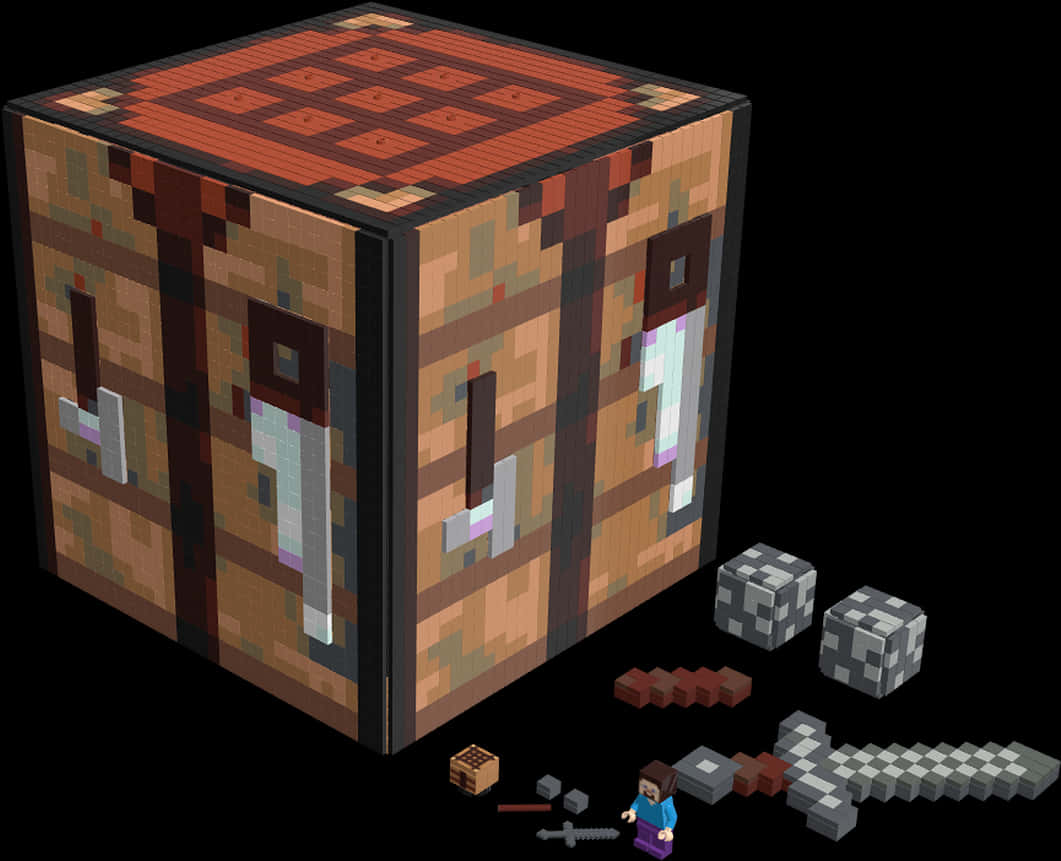 Стол для крафта и инструменты в Minecraft Шпалери