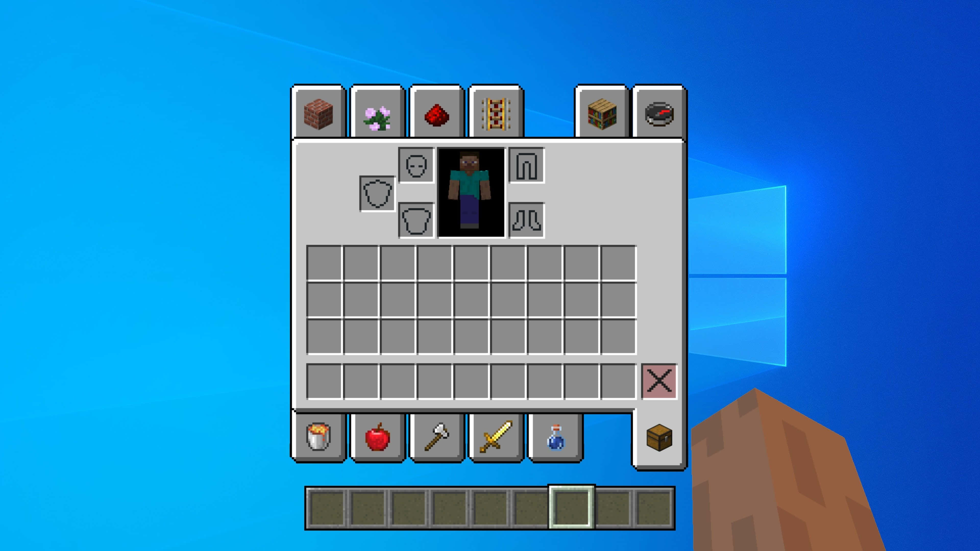 Інвентар Minecraft із рукою Стіва Шпалери
