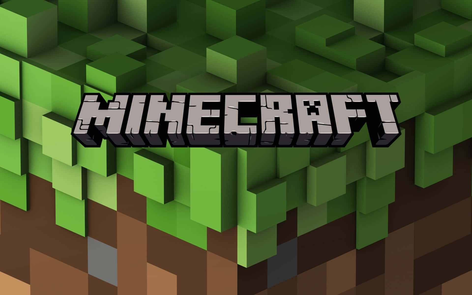 Логотип Minecraft на піксельній траві Шпалери