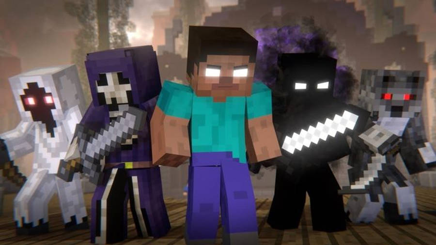 Minecraft Herobrine з монстрами та сутністю Шпалери