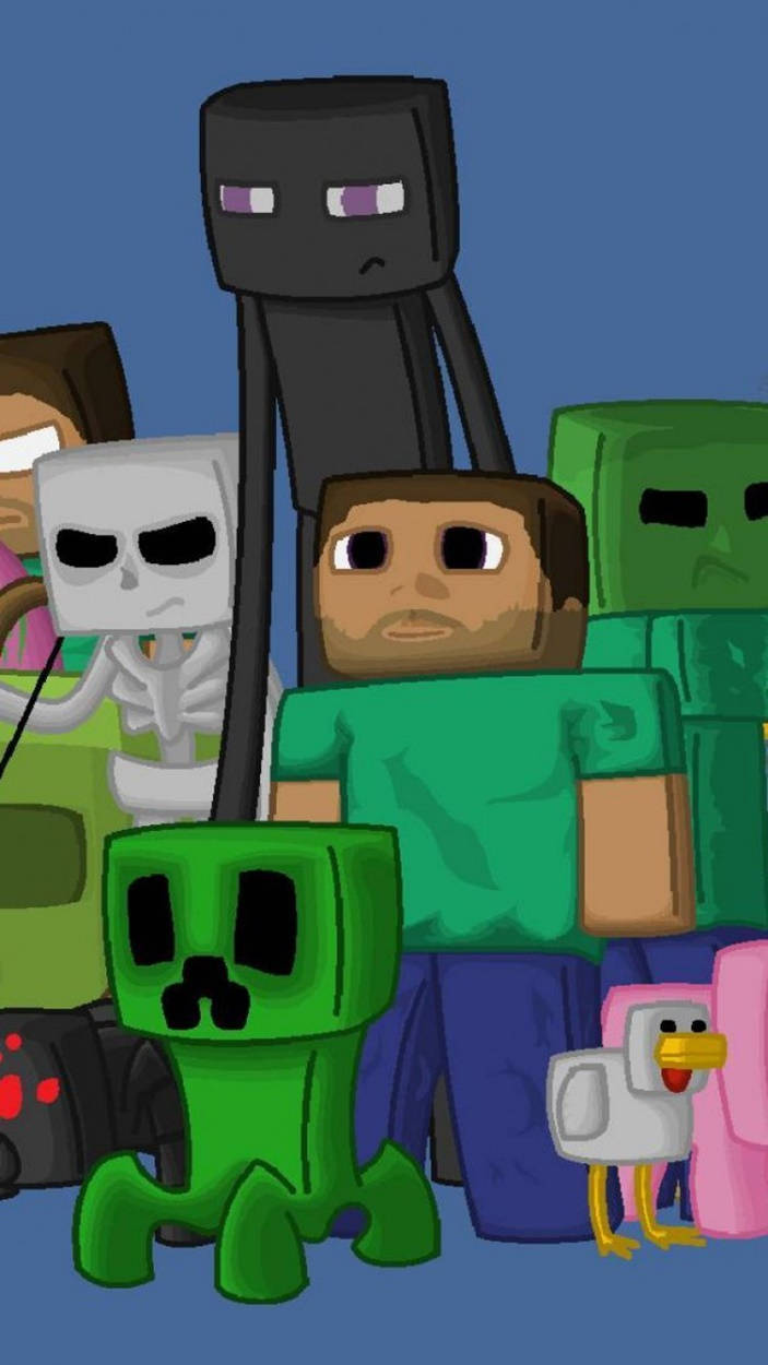 Векторне мистецтво Стів та моби Minecraft для iPhone Шпалери