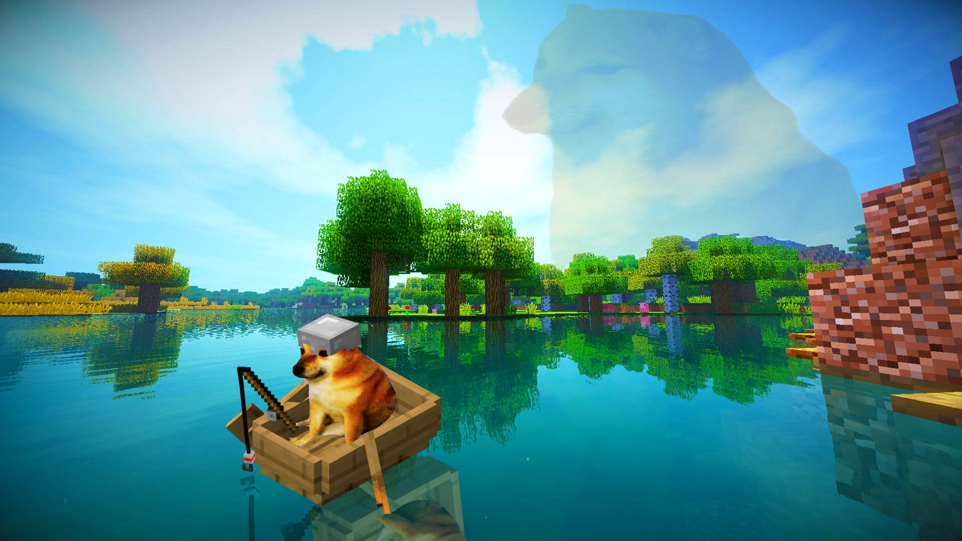 Minecraft PC Cheems Риболовля Шпалери