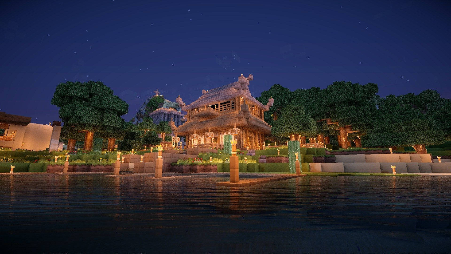 Minecraft PC Традиційний японський будинок Шпалери