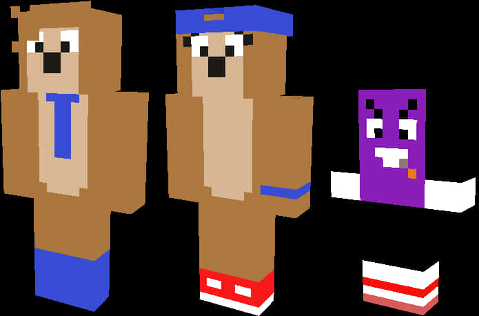 Персонажі-тварини в стилі Minecraft Шпалери