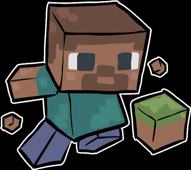 Minecraft_ Персонаж_ і_ Блоки_ Вектор Шпалери