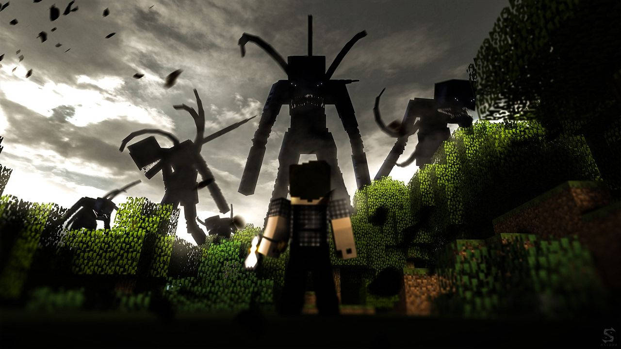 «Зіпсовані раби їдуть у бій у Minecraft» Шпалери