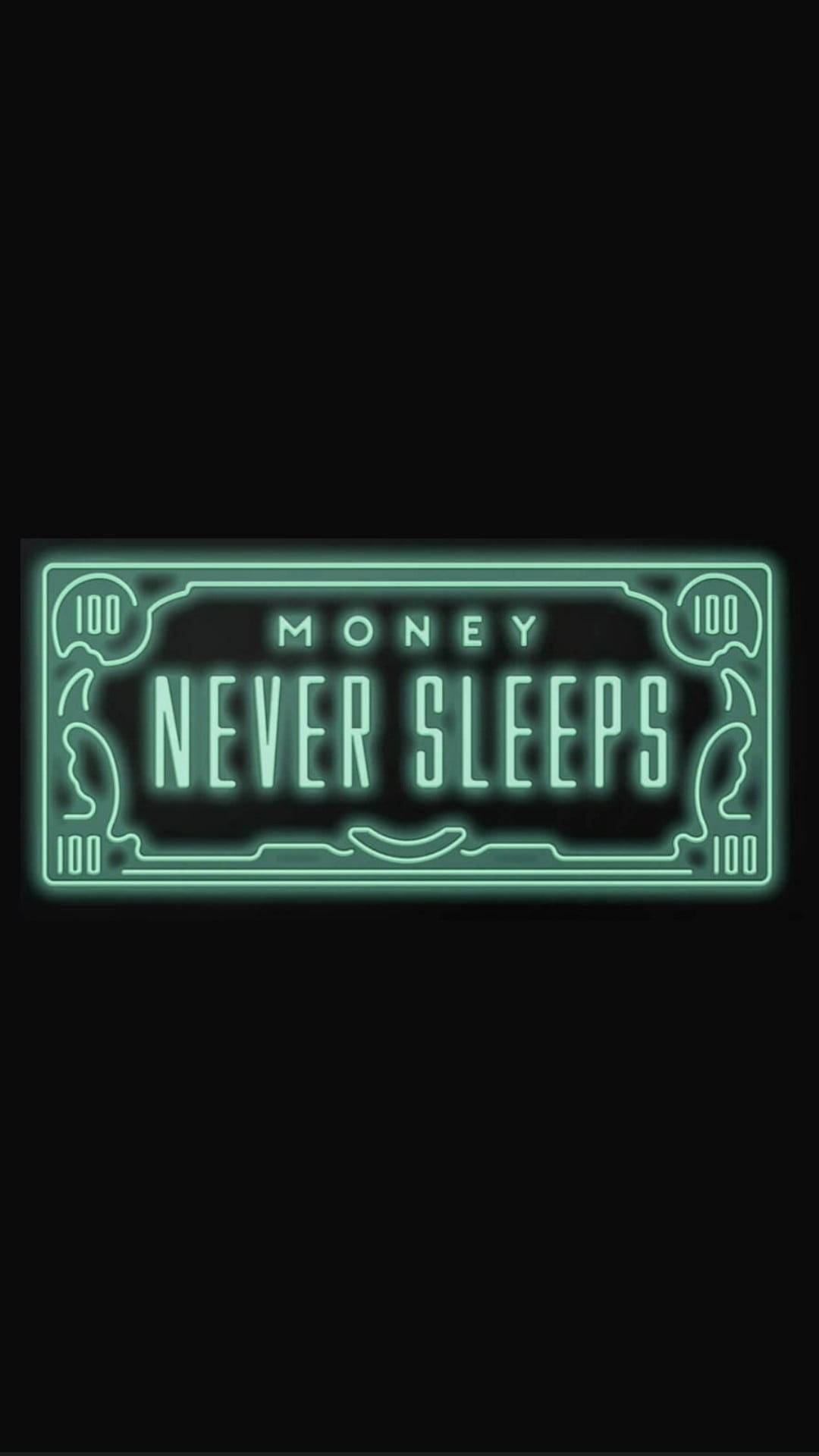 Money Never Sleeps Неоново-зеленая естетика Шпалери