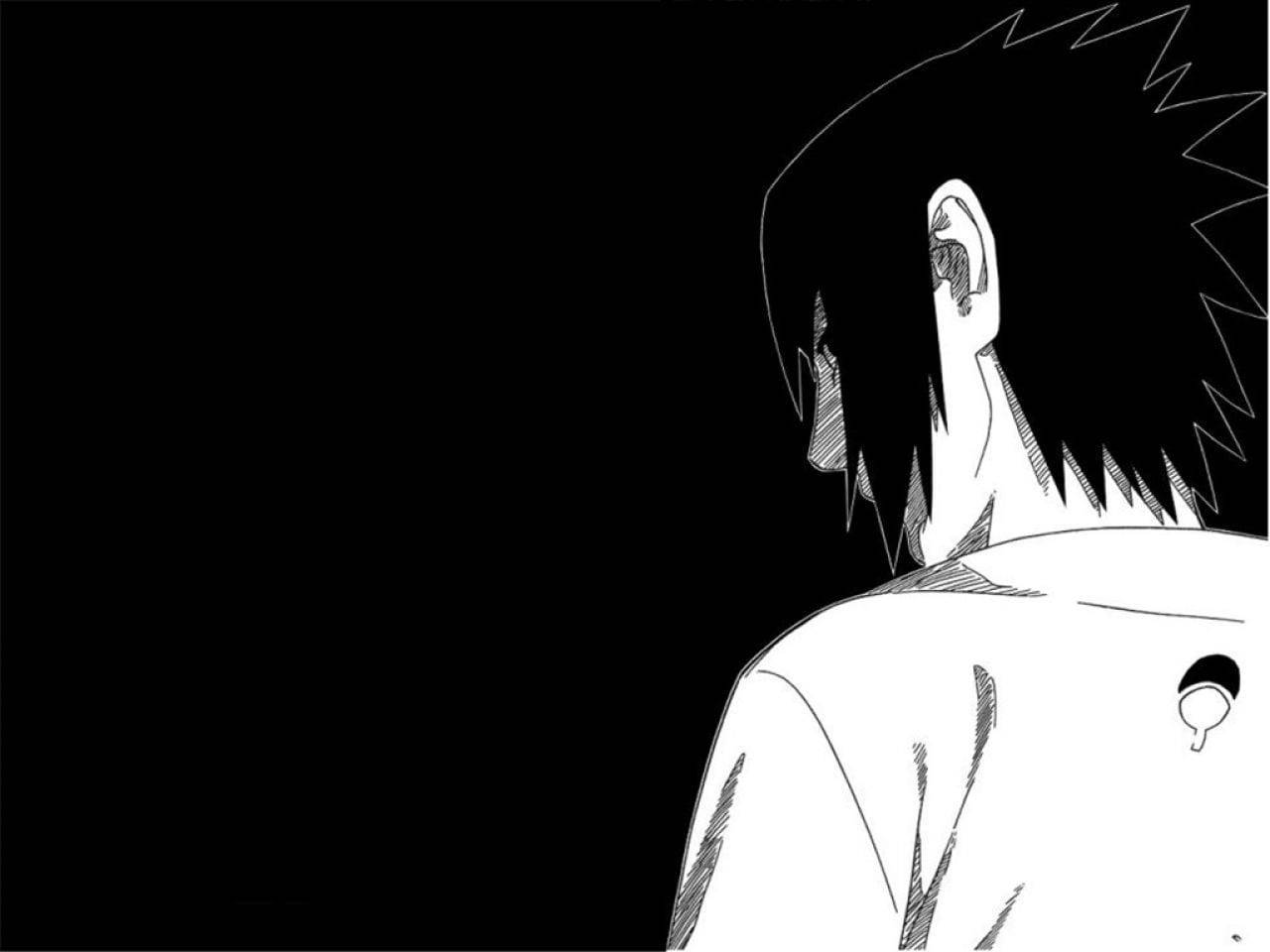 Naruto Shippuden Сасус Учіха чорно-білий аватар Шпалери