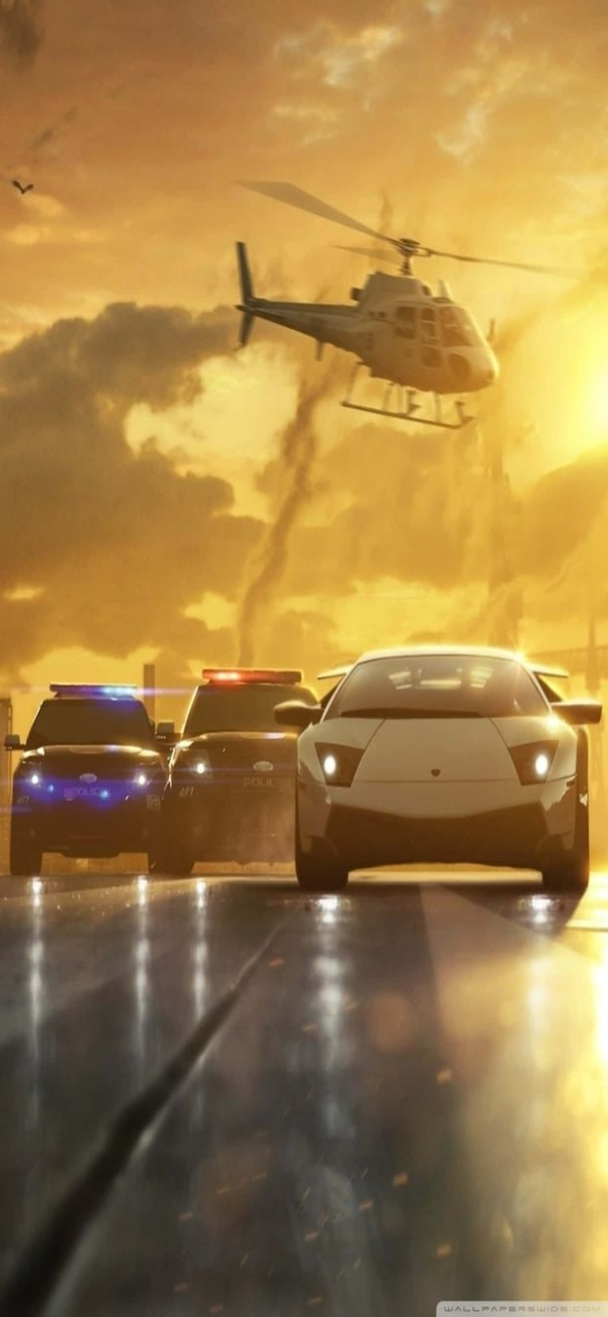 Драматичний ігровой фон Need for Speed Heat на iPhone XS Max Шпалери
