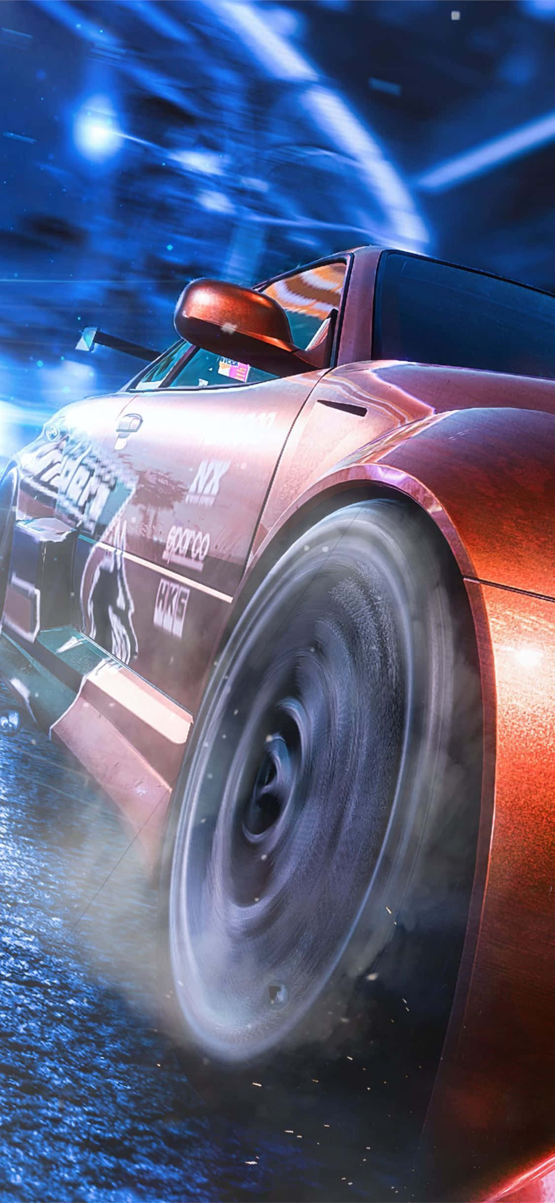 Фон Need For Speed с димящим колесом Шпалери