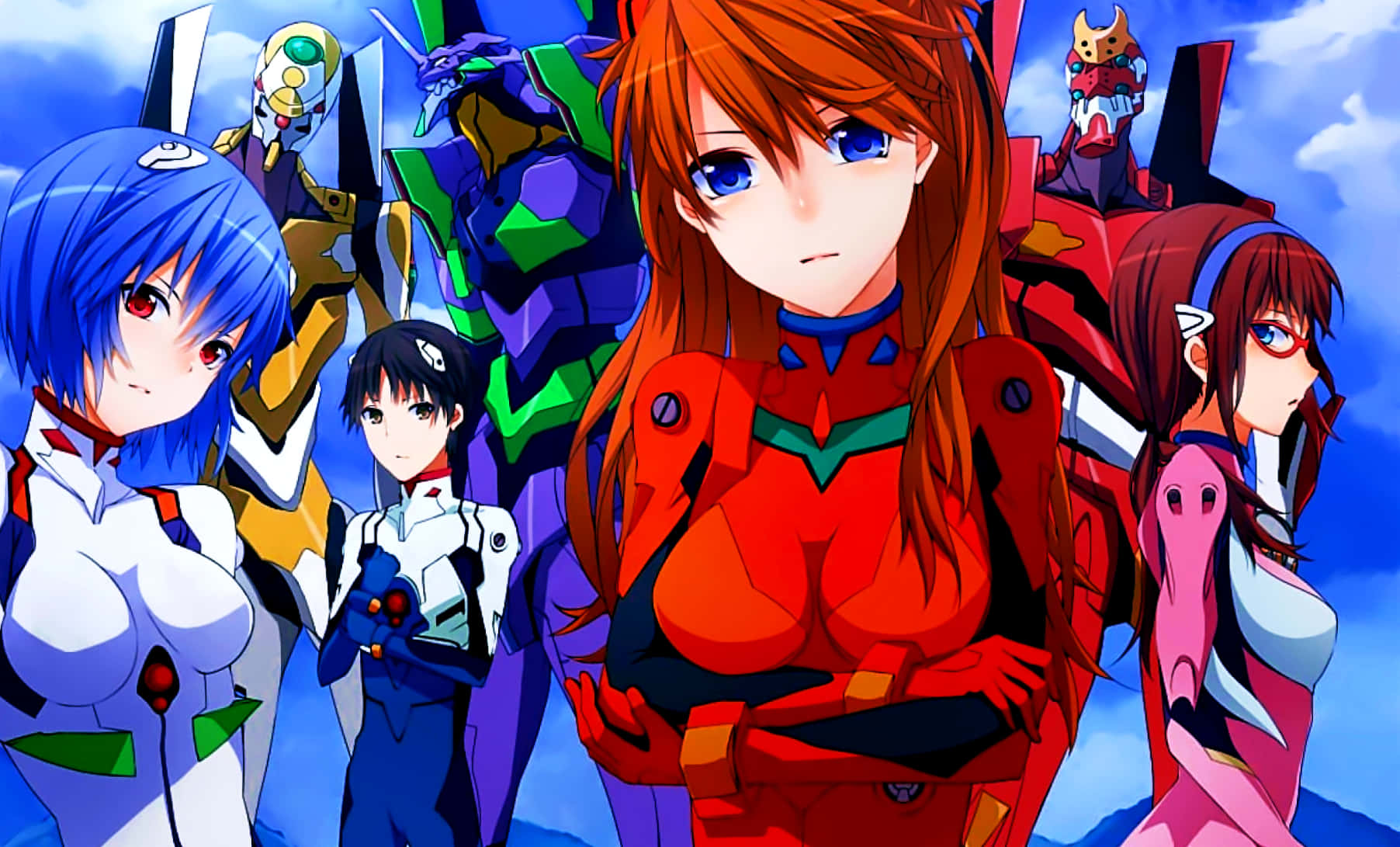 Культовий момент из популярного аниме-серіала Neon Genesis Evangelion Шпалери