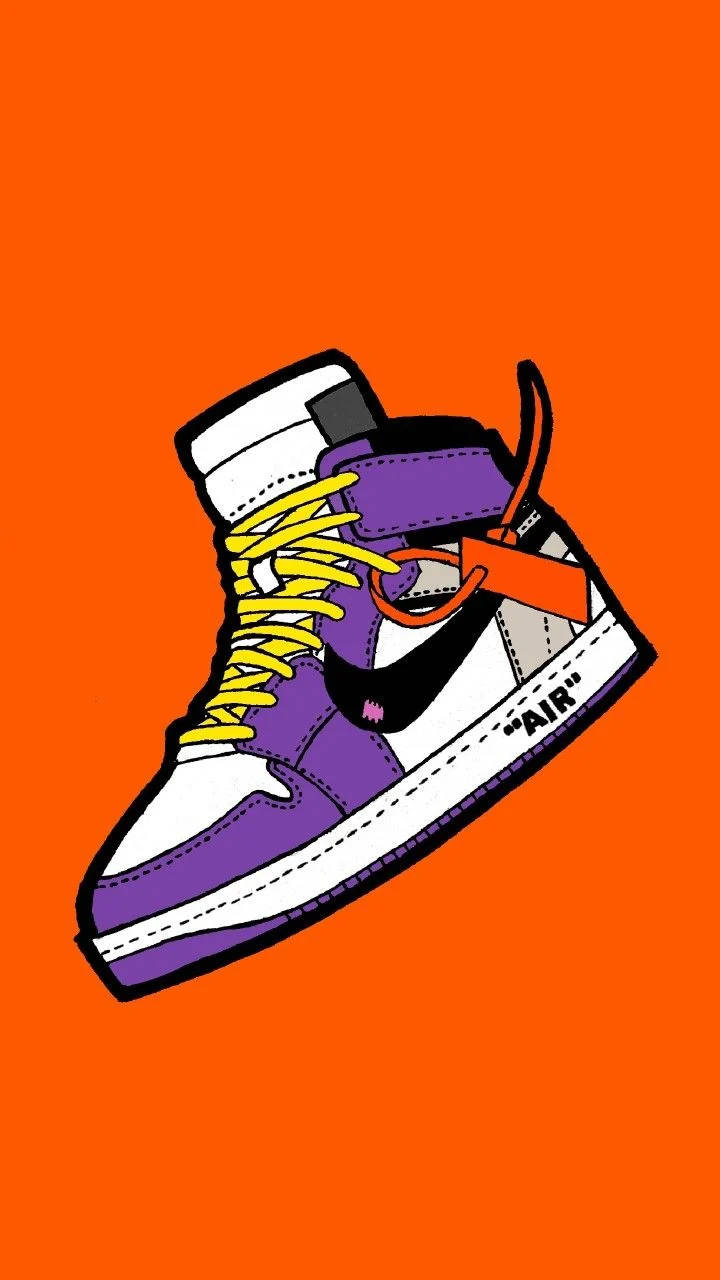 Фіолетові та помаранчеві мультяшні кросівки Nike Шпалери