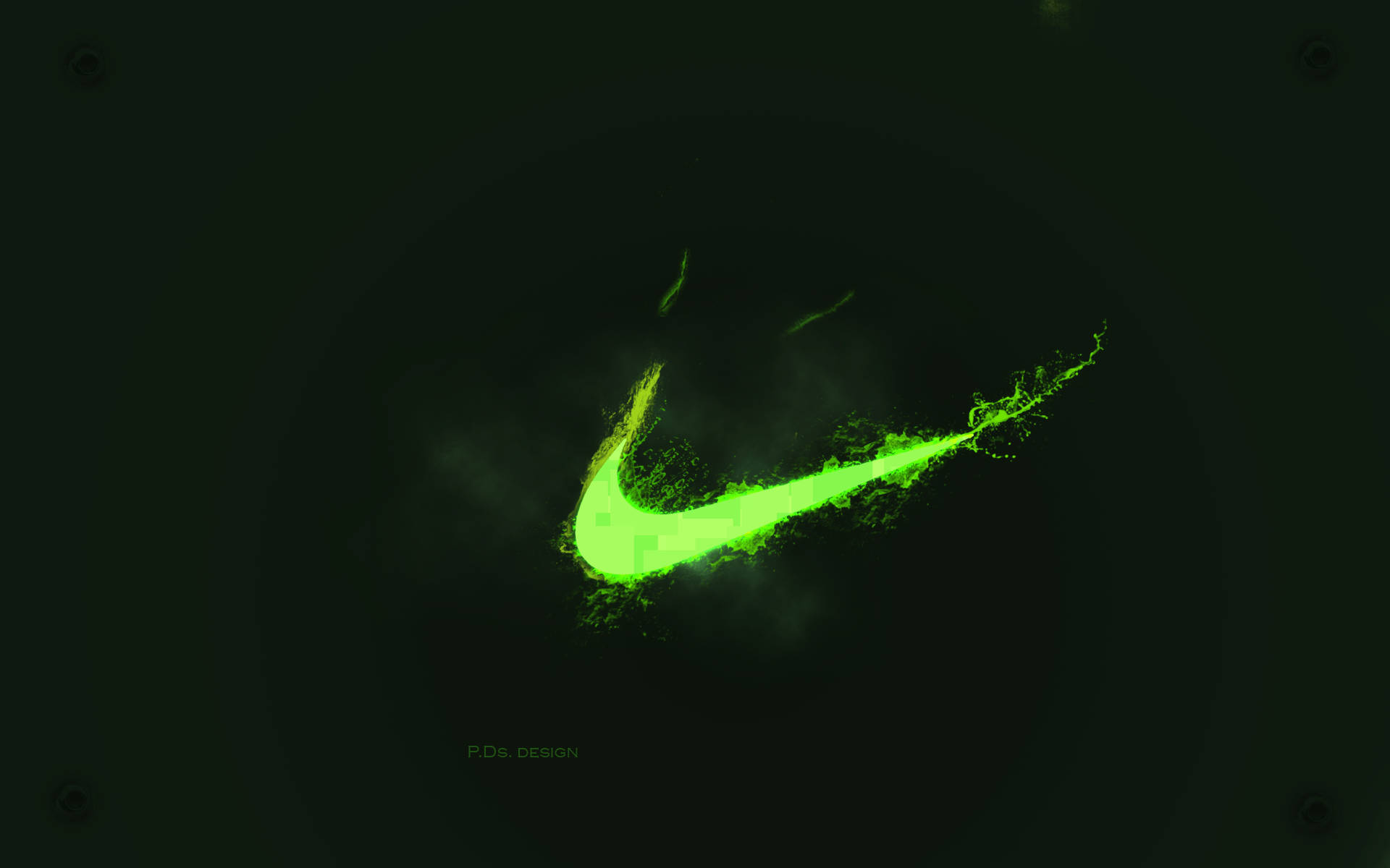 Крутий неоновий зелений логотип Nike Swoosh Шпалери