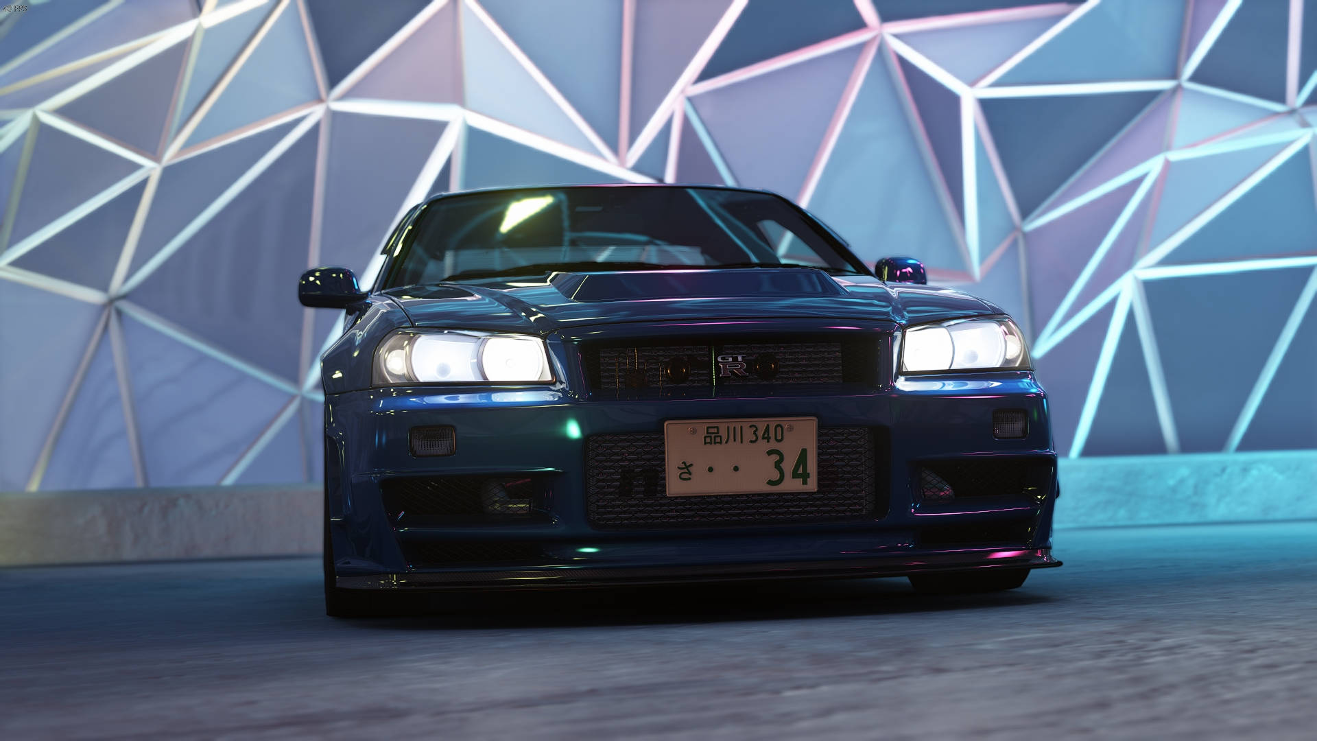 Nissan Skyline GTR R34 геометричний фон Шпалери
