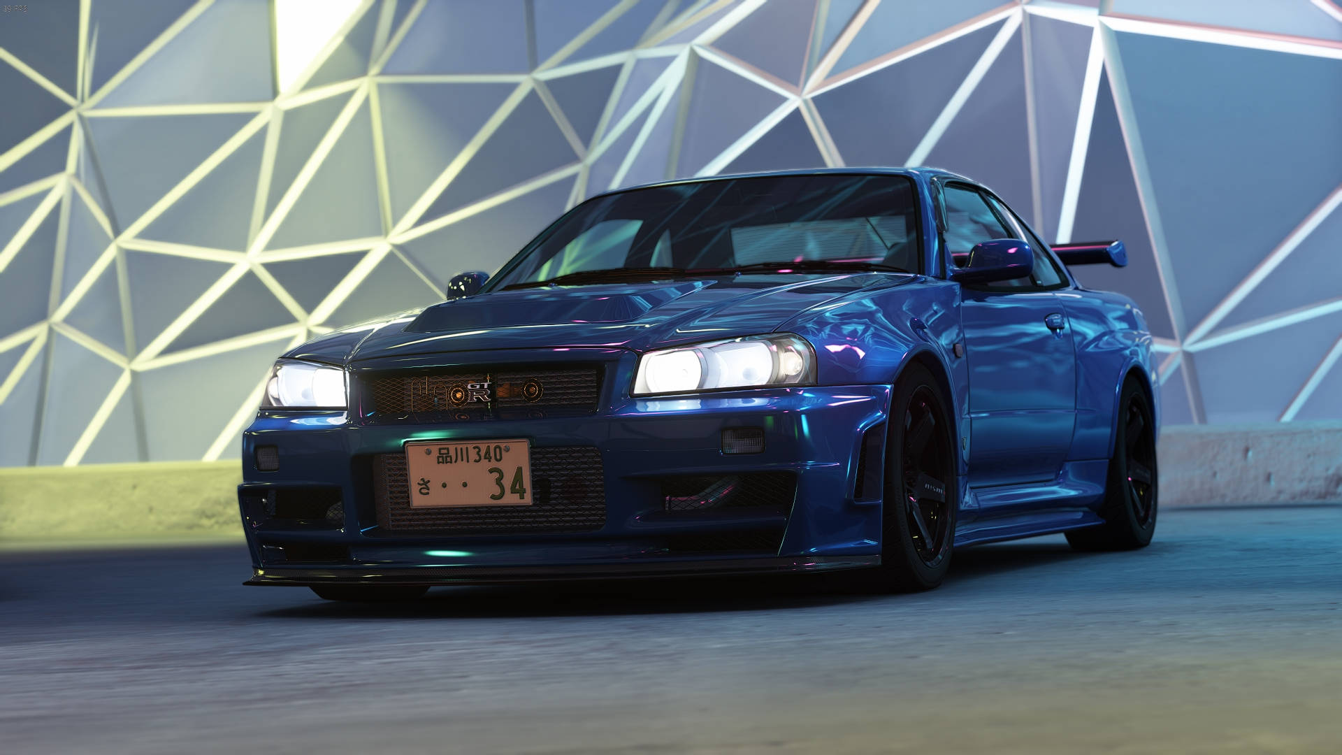 Індивідуальний синій Nissan Skyline GTR R34 Шпалери