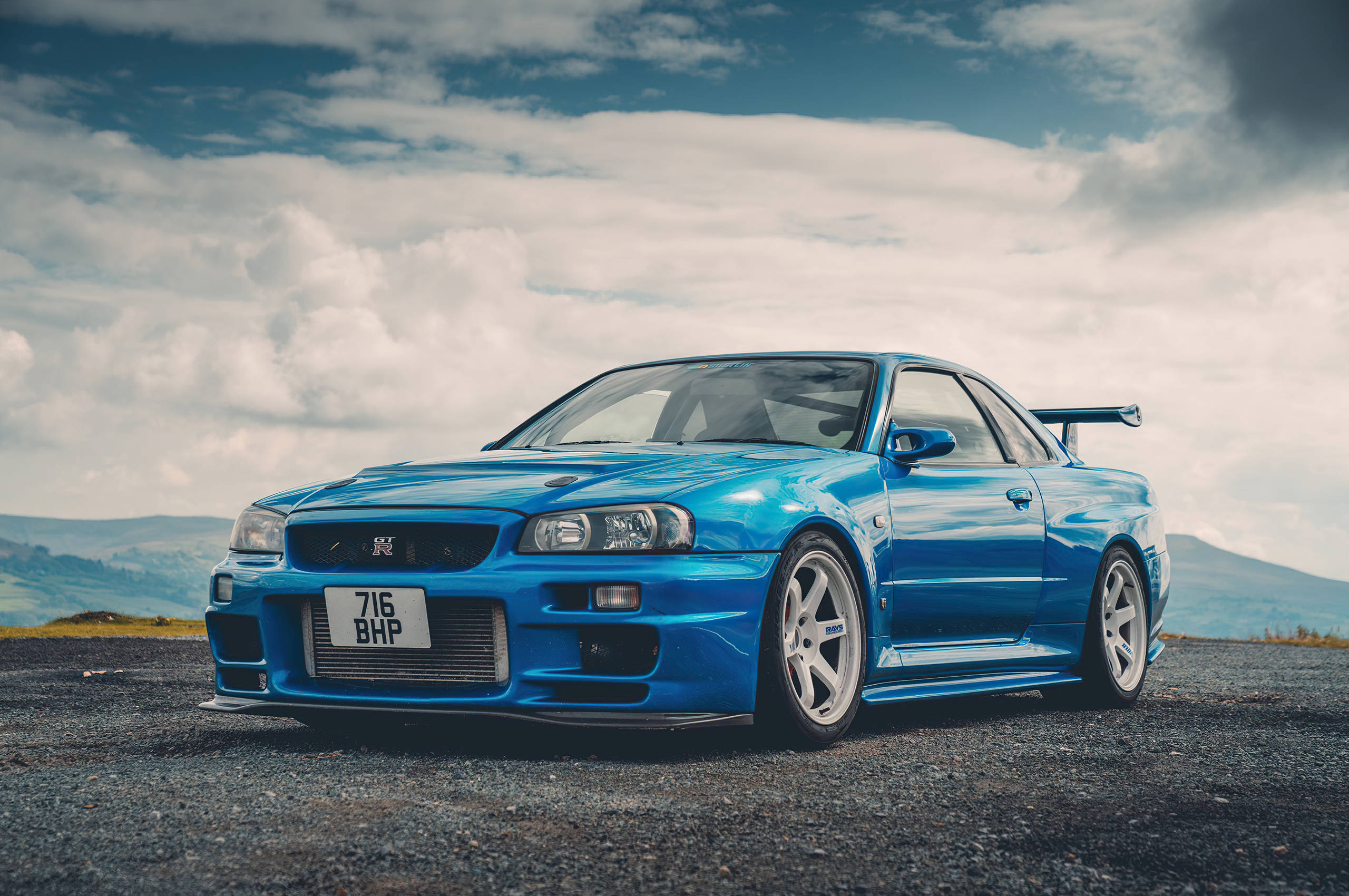 Бірюзовий Nissan Skyline GTR R34 Шпалери