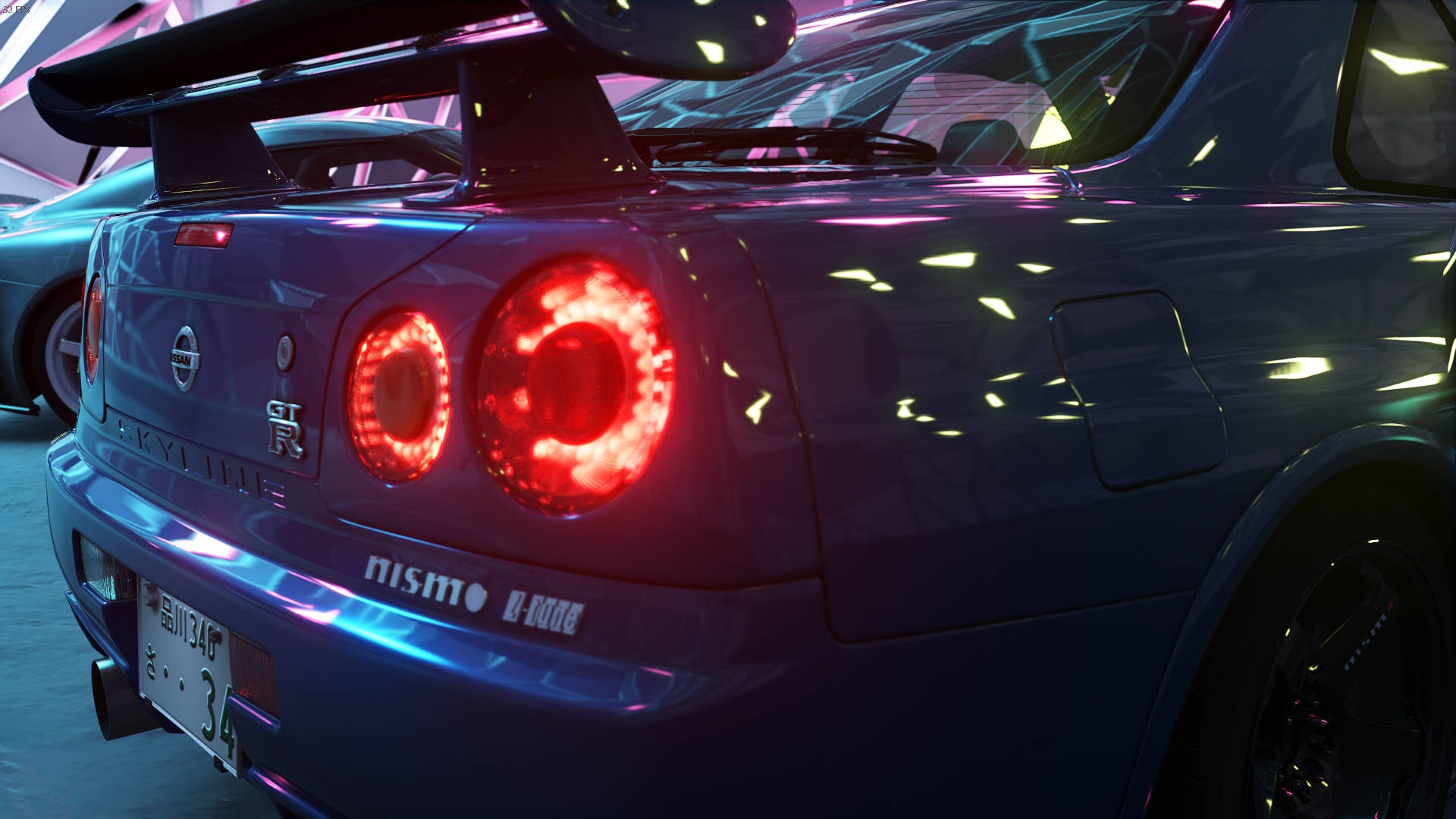 Червоні задні ліхтарі Nissan Skyline GTR R34 Шпалери