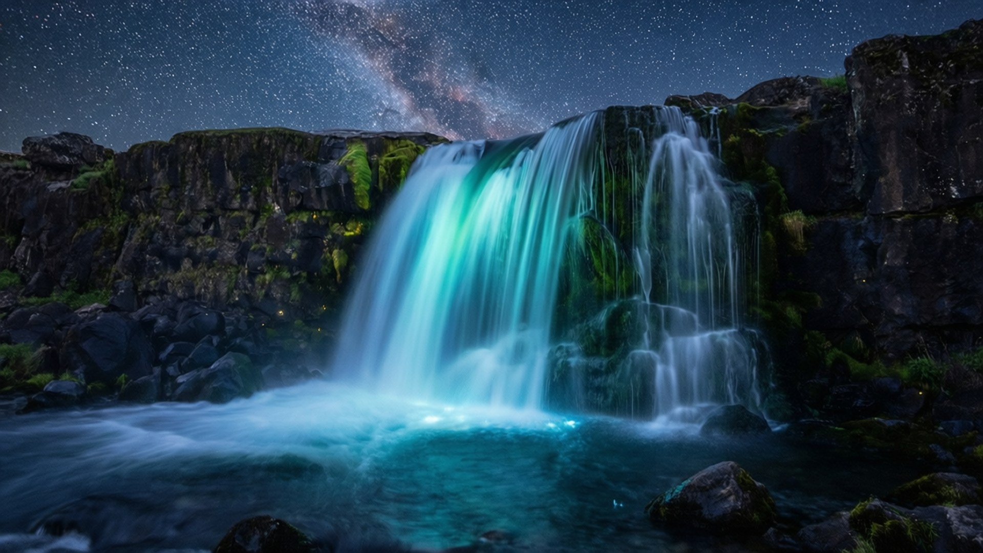 Зоряний водоспад OLED Шпалери