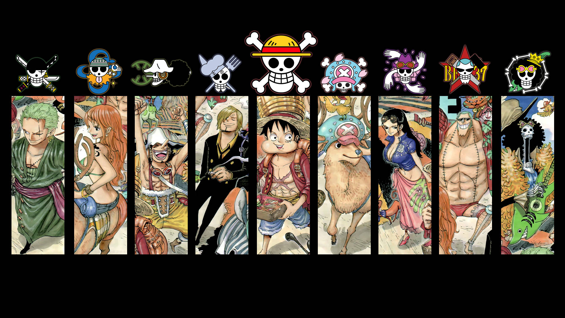 Логотип та персонажі One Piece для робочого столу Шпалери