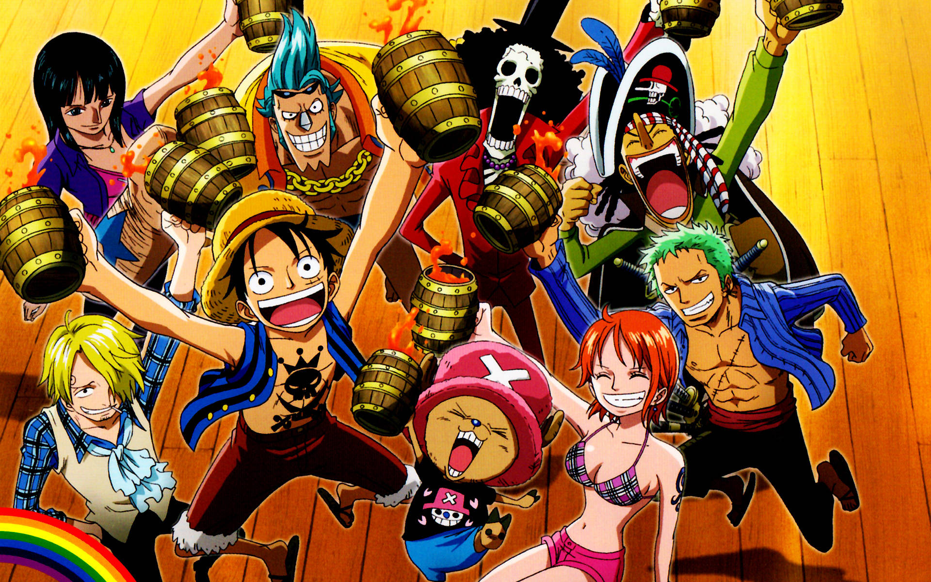 One Piece 4K Дерев'яні Кухлі-Бочки Шпалери