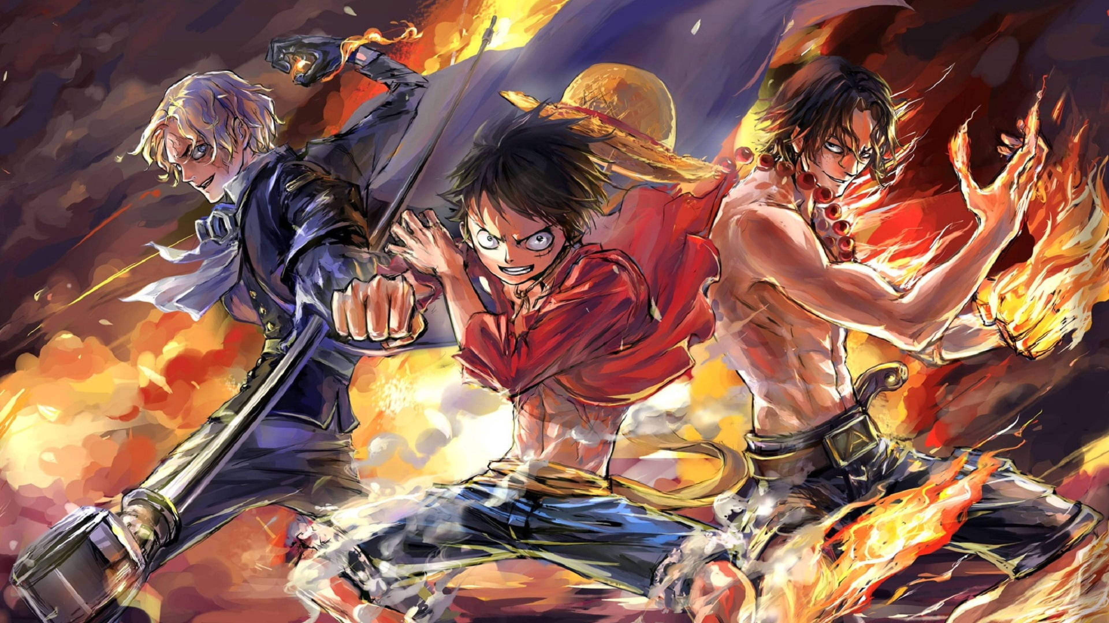 One Piece 4K Луффі Сабо Ейс Шпалери