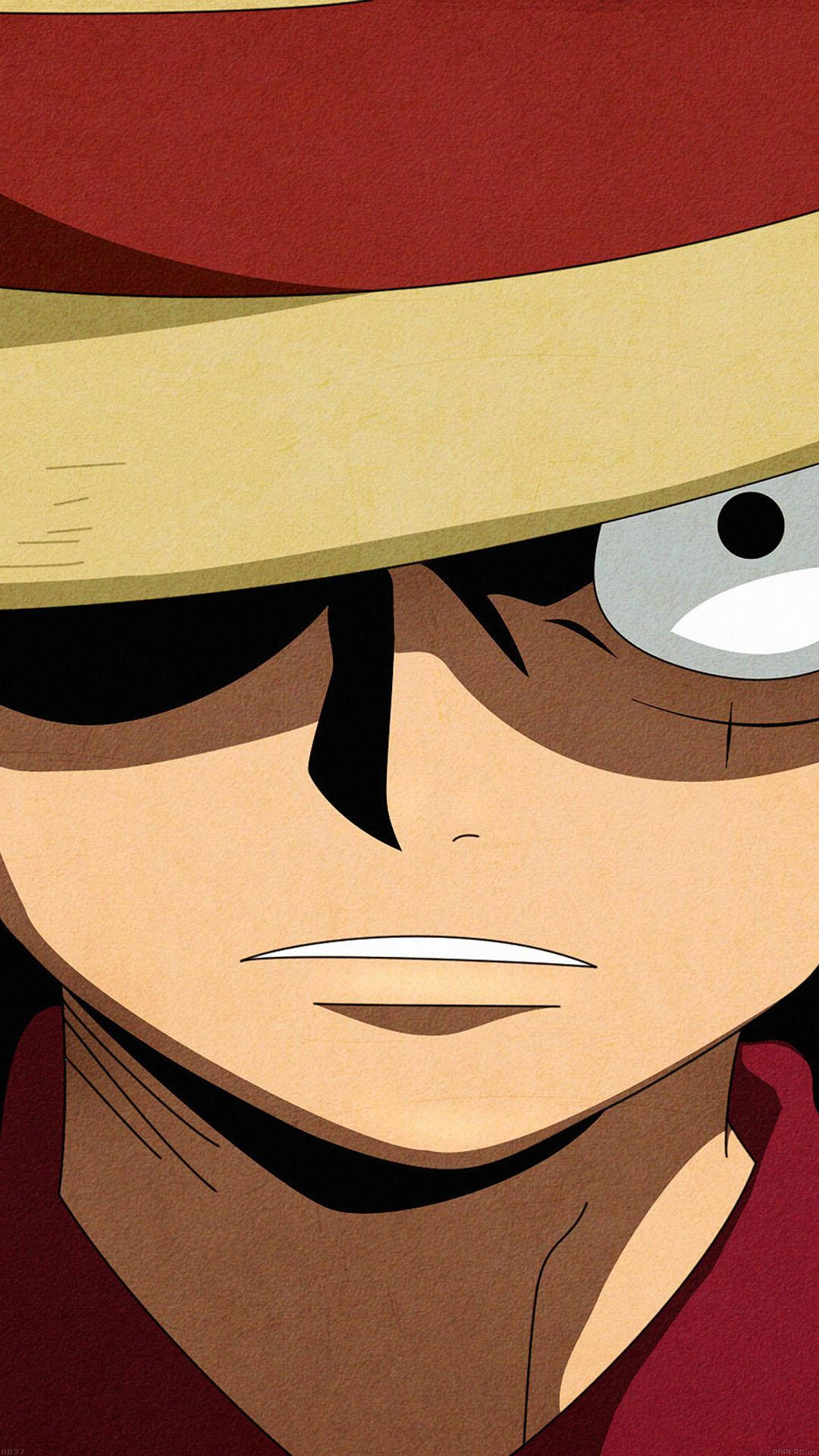 One Piece Крупный план Луффи на телефон Шпалери