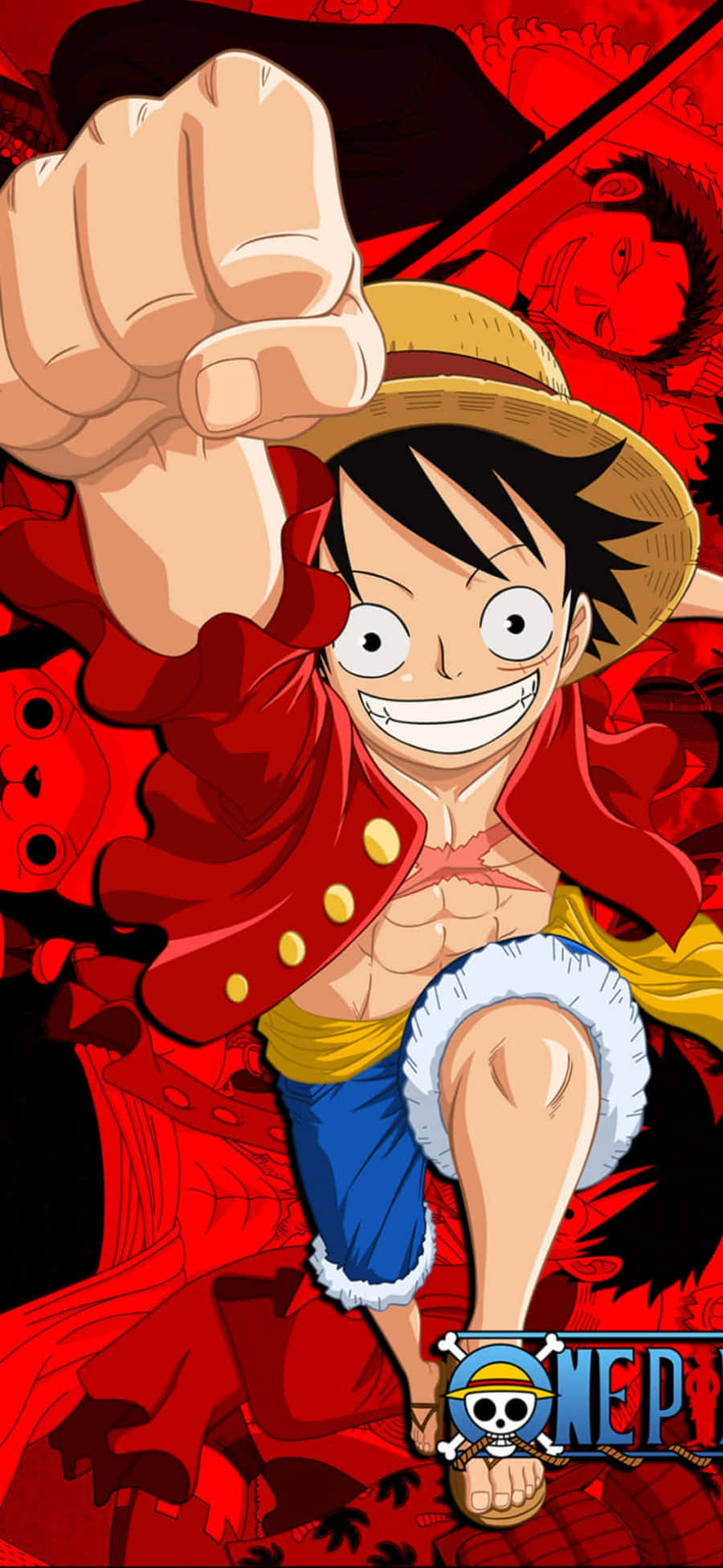 Удар Луффи на телефоне One Piece Шпалери